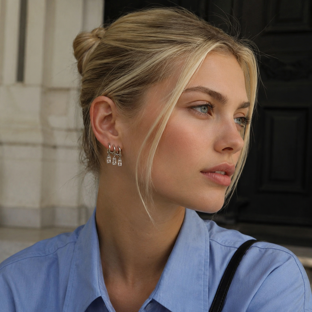925 Sterling Silver Elegant Dangle Triple Hoop Earrings