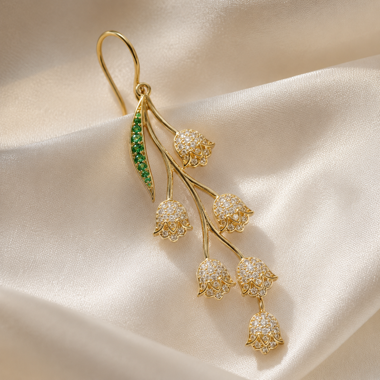 Golden Lily of the Valley Drop Earrings