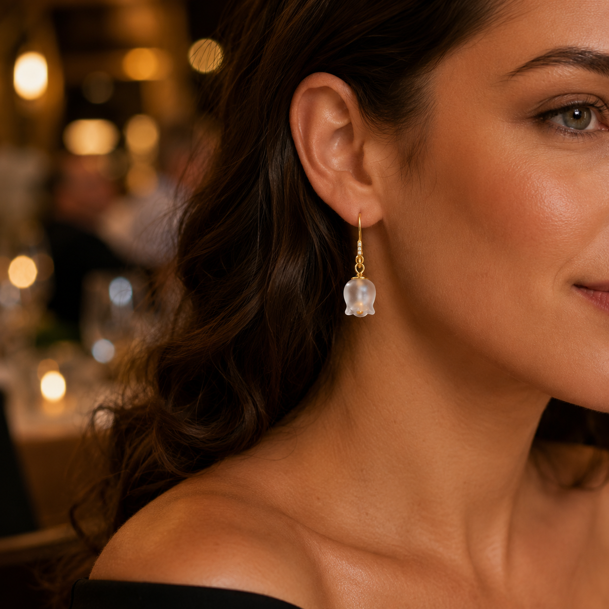 Frosted Flower Drop Earrings in 925 Silver with 18K Gold Plating