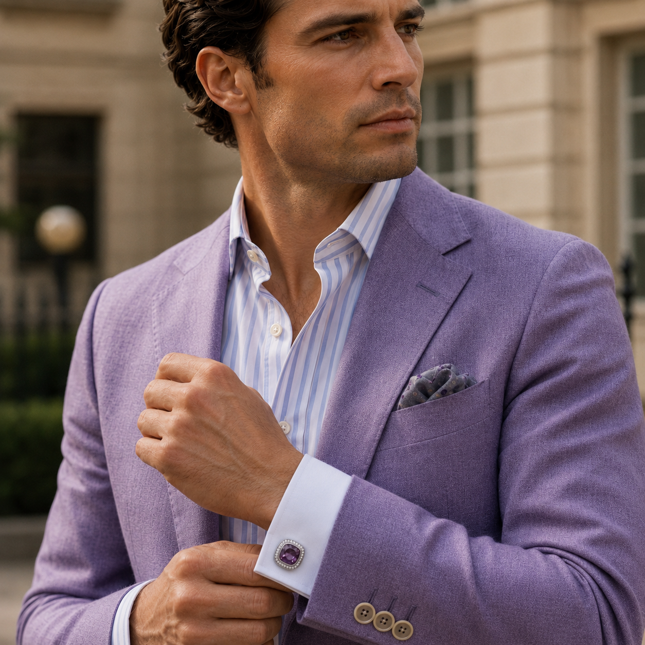 Amethyst Gemstone 925 Silver Cufflinks