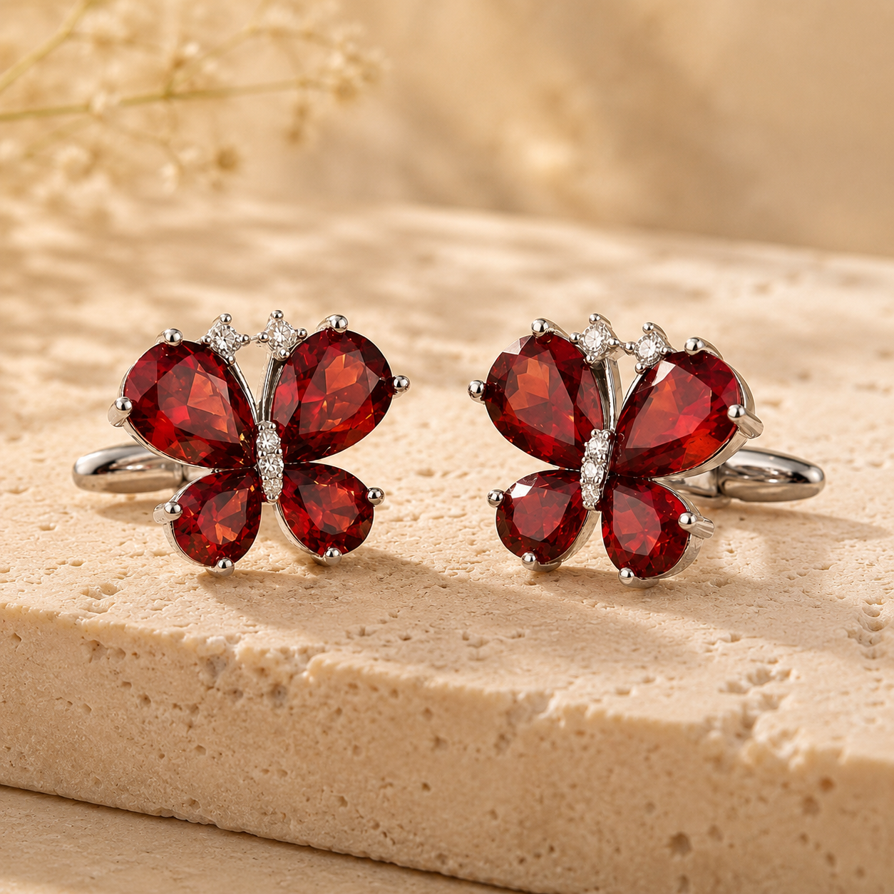 Red CZ Butterfly Cufflinks