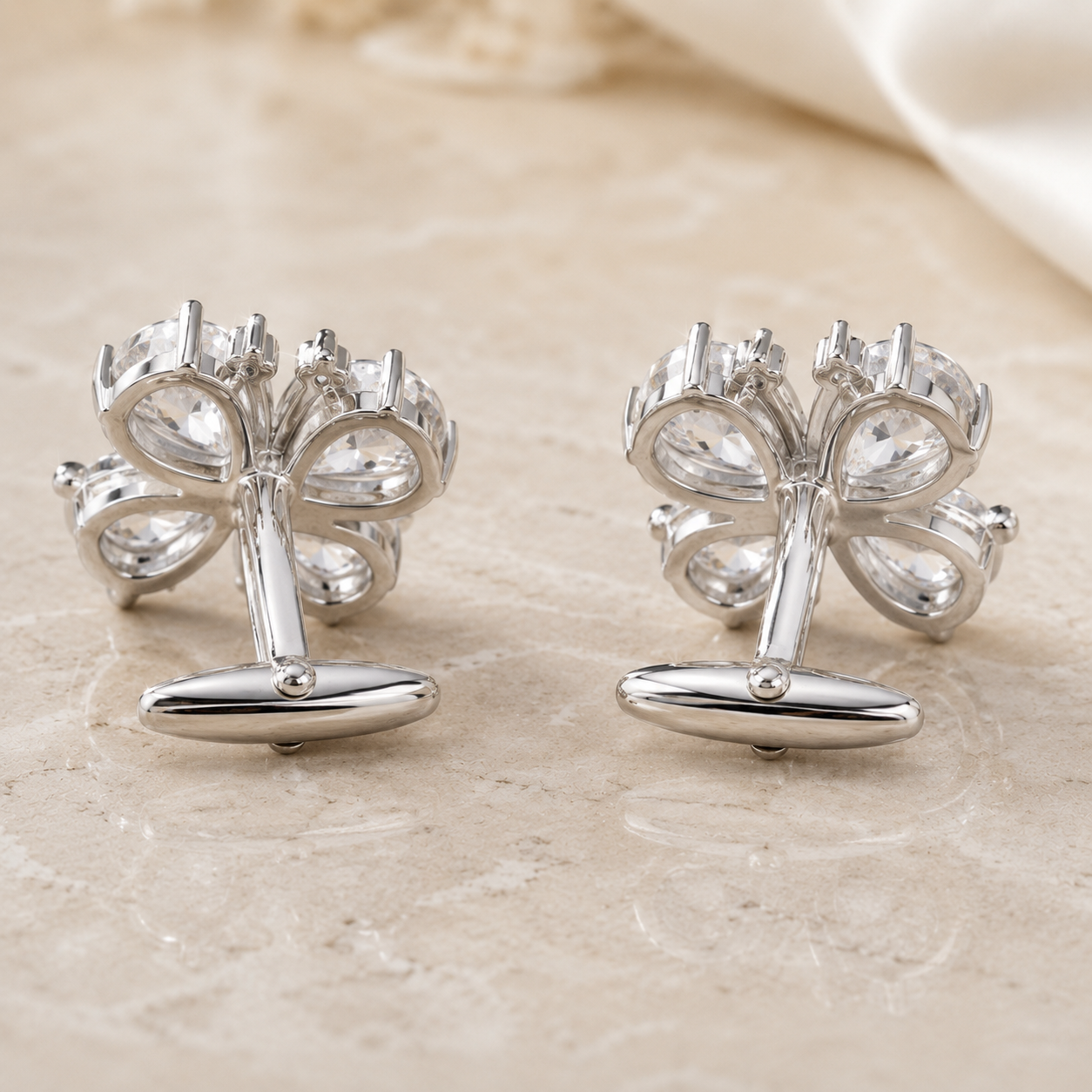 White CZ Butterfly Cufflinks