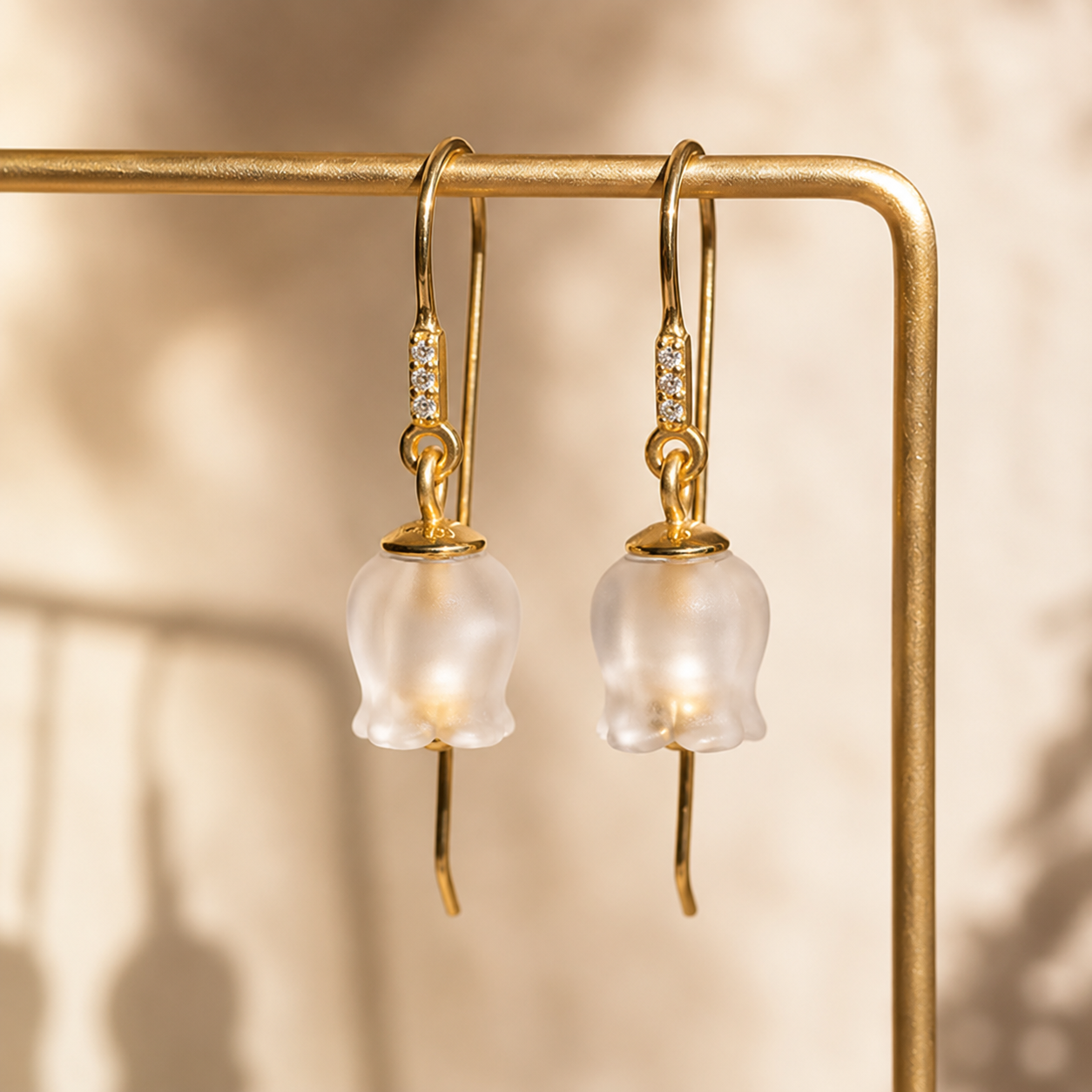 Frosted Flower Drop Earrings in 925 Silver with 18K Gold Plating
