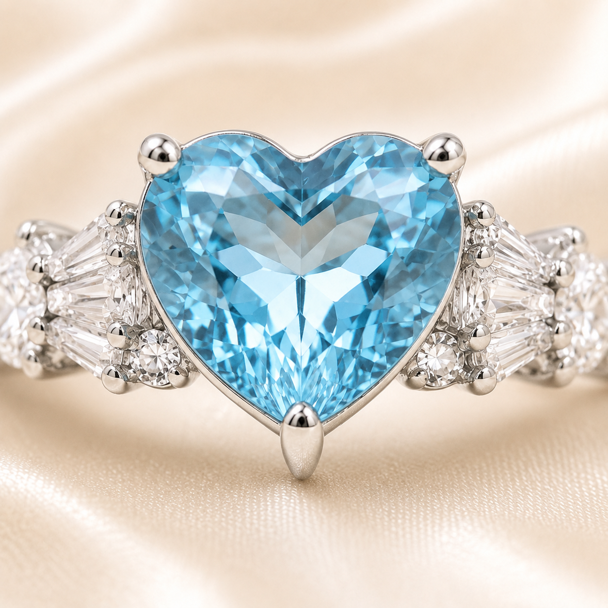 Heart Blue Topaz 925 Silver Ring