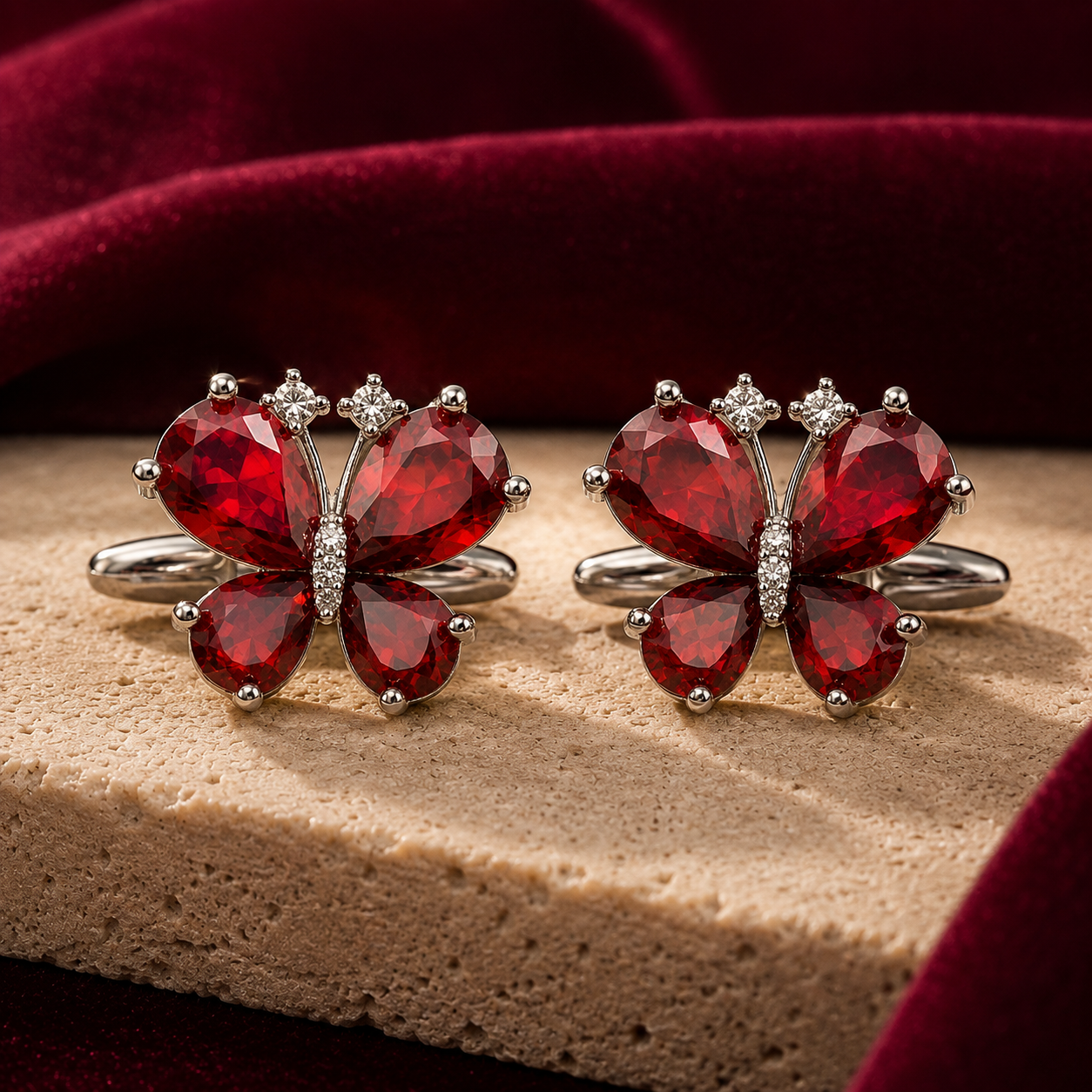 Red CZ Butterfly Cufflinks