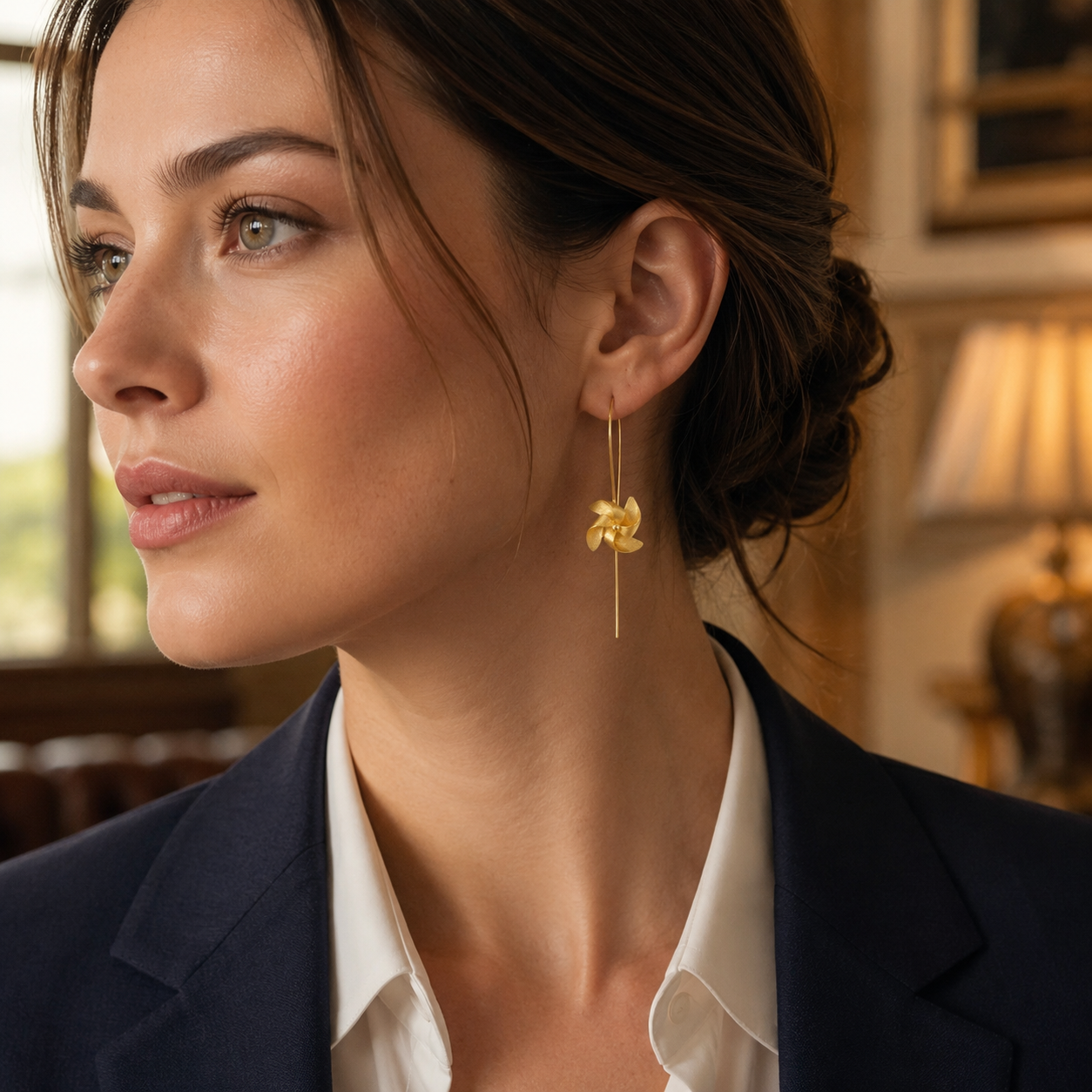 Handmade 925 Silver Floral Threader Gold Earrings
