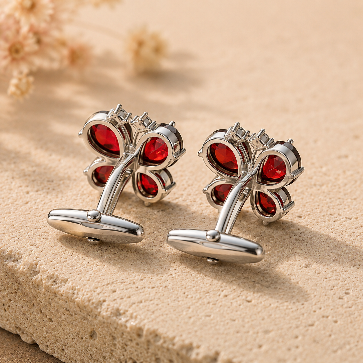 Red CZ Butterfly Cufflinks