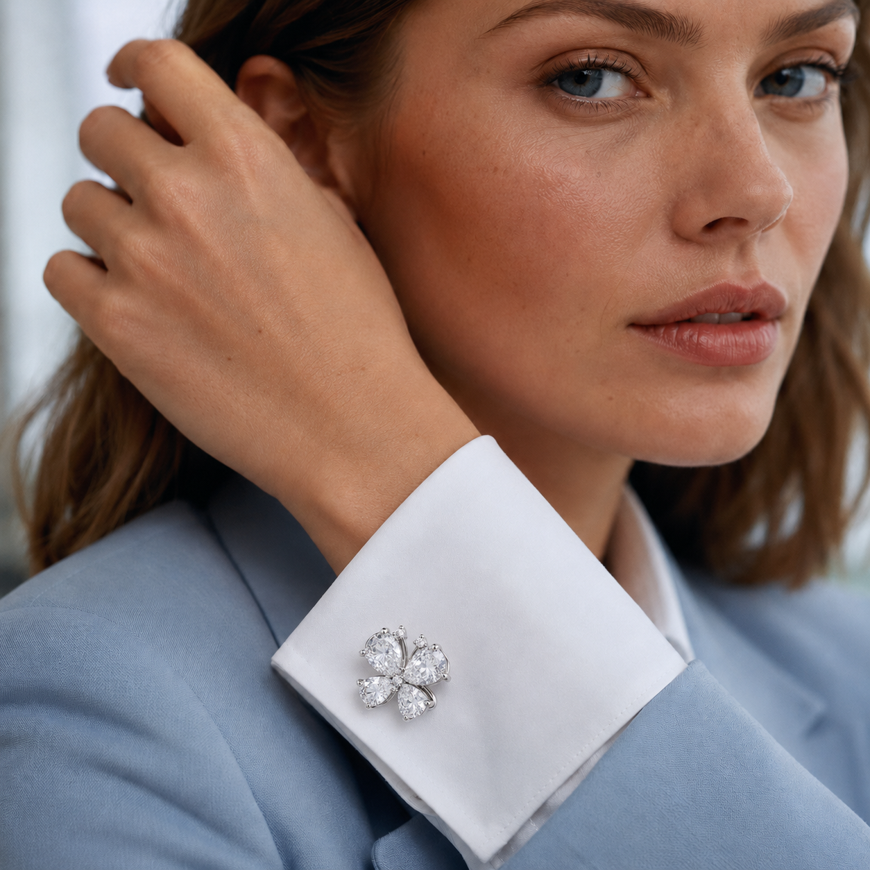 White CZ Butterfly Cufflinks