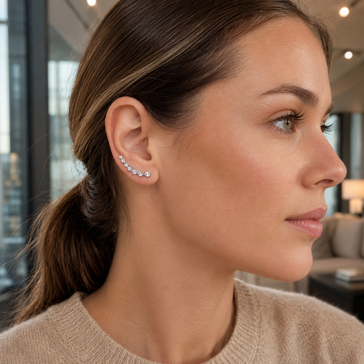 GRA Certificate Moissanite 925 Silver Crawler-Climber Earrings