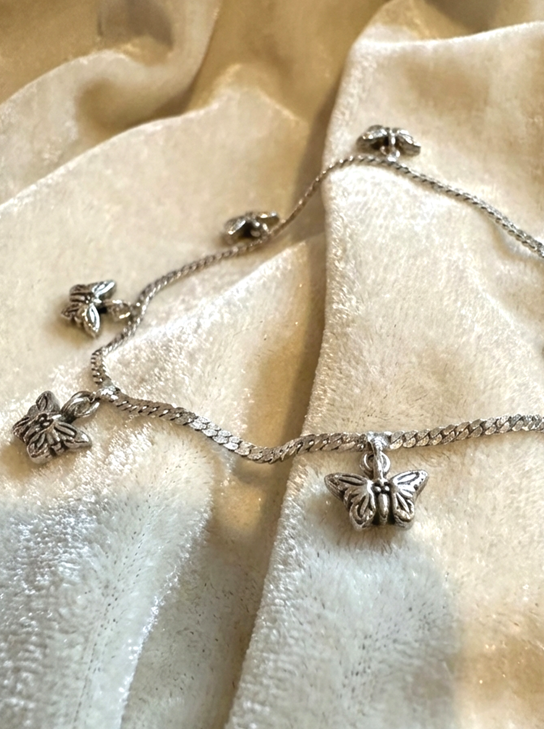 Handcrafted 925 Sterling Silver Butterfly Charm Anklet