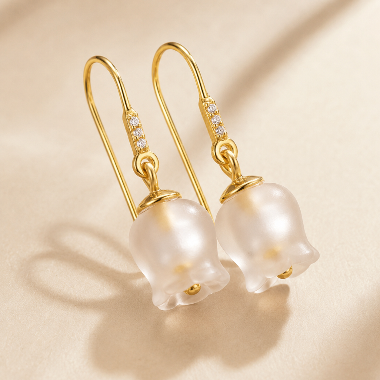 Frosted Flower Drop Earrings in 925 Silver with 18K Gold Plating