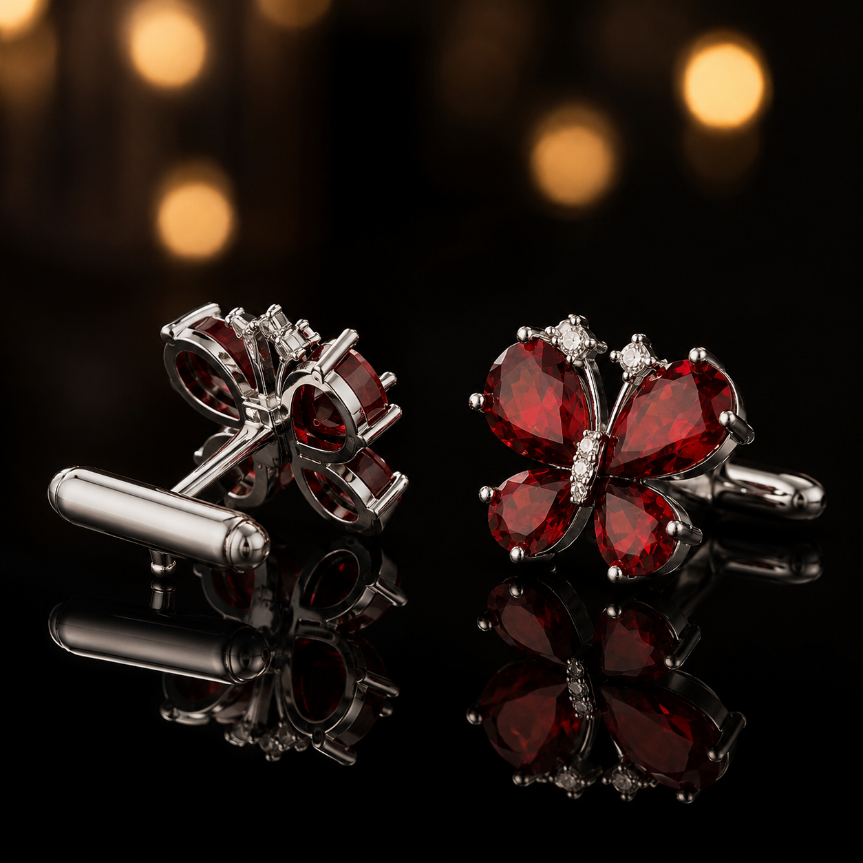 Red CZ Butterfly Cufflinks