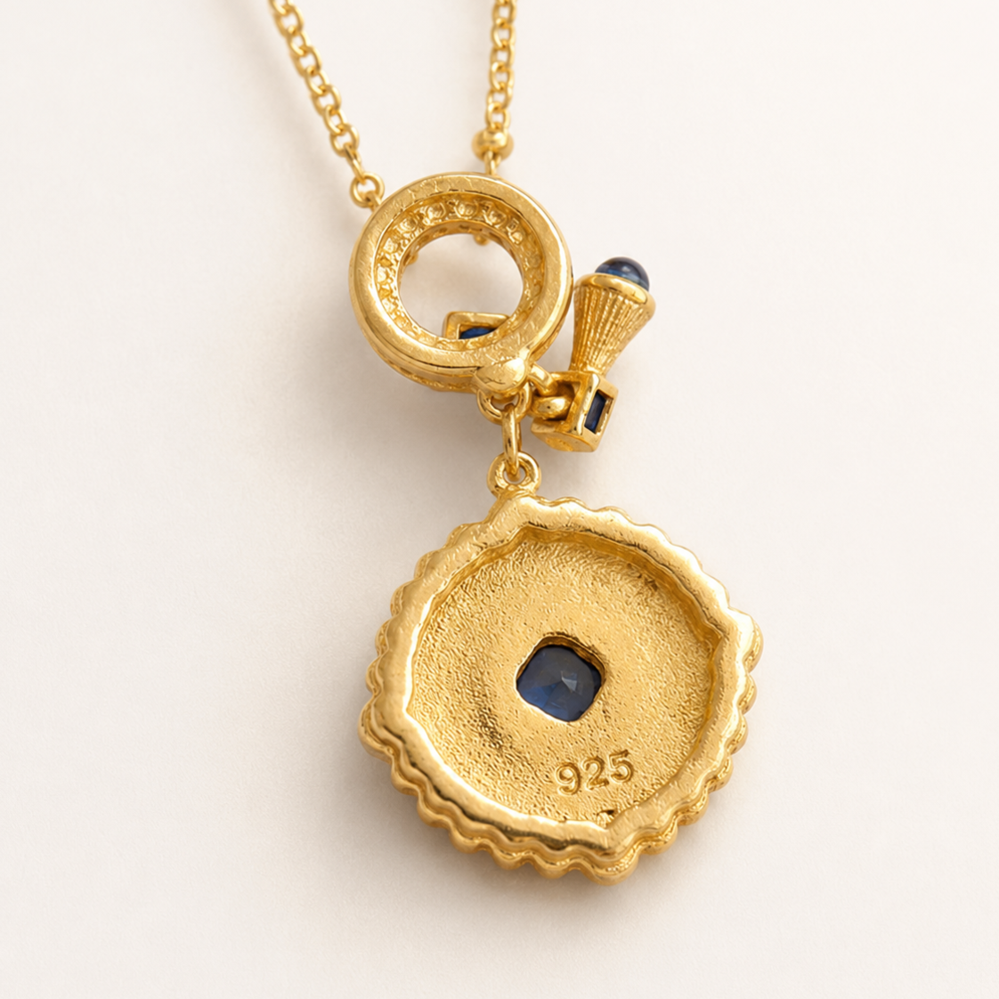 Sapphire Blue Circle Pendant Necklace