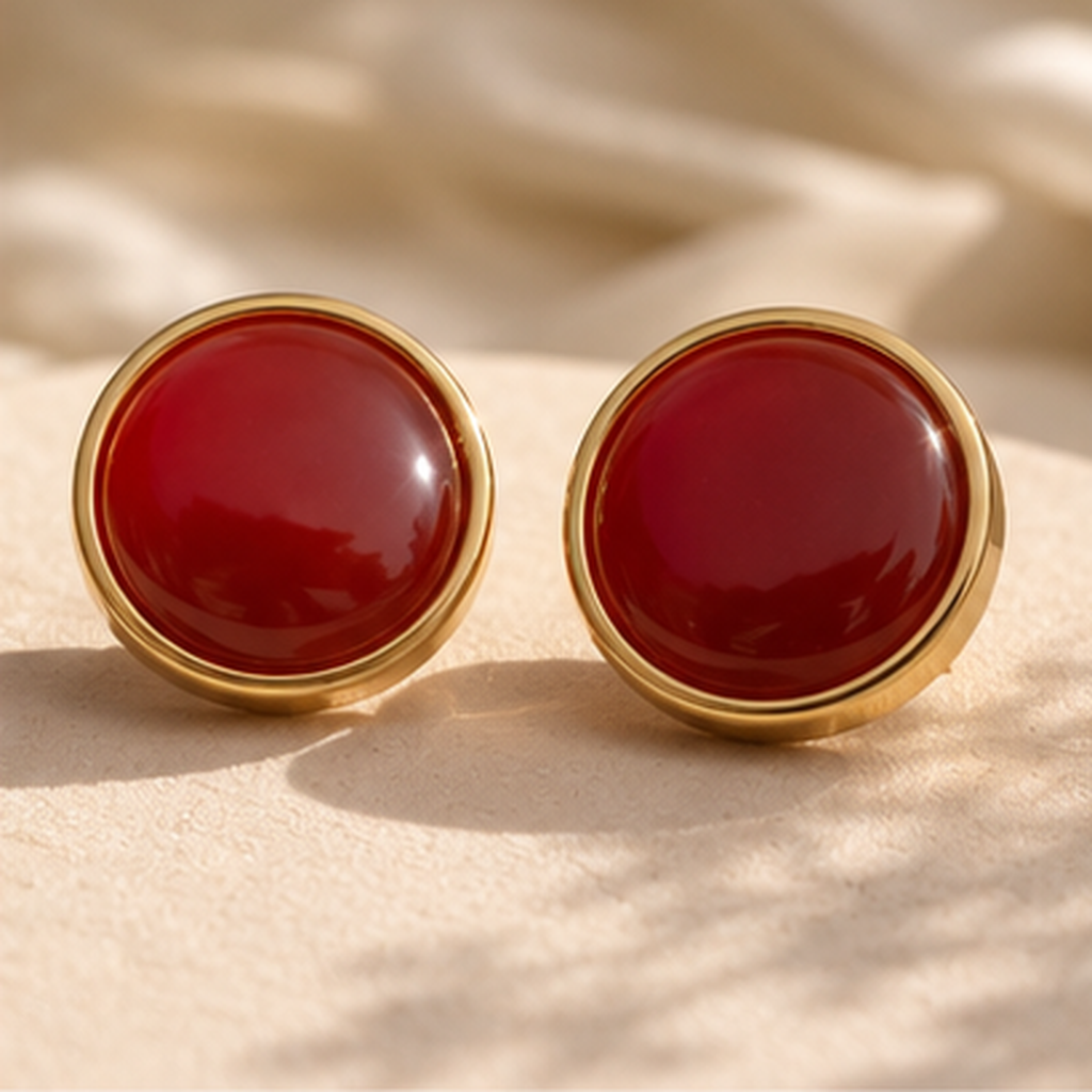 Red Agate Sterling Silver Cufflinks
