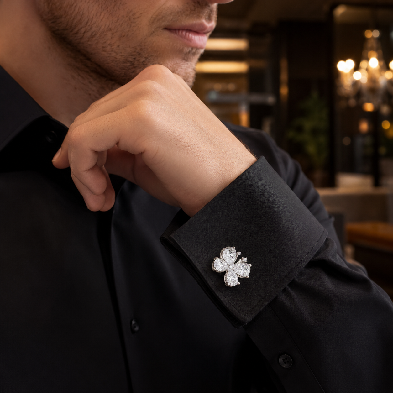 White CZ Butterfly Cufflinks