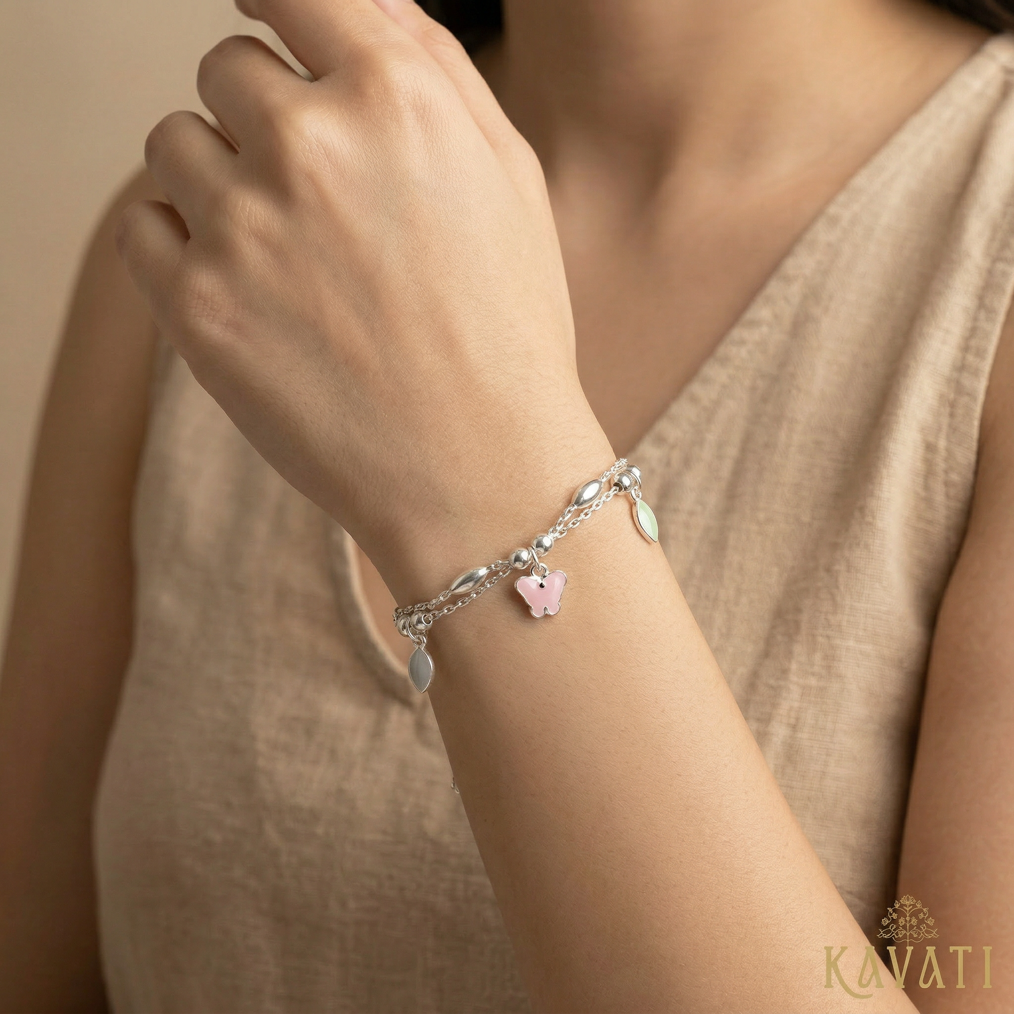 Handmade 925 Sterling Silver Butterfly Adjustable Anklet