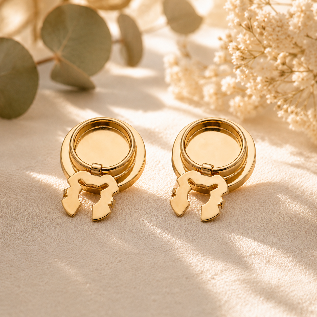 Handmade 15mm Button Clips Gold Elephant Art Deco Enamel