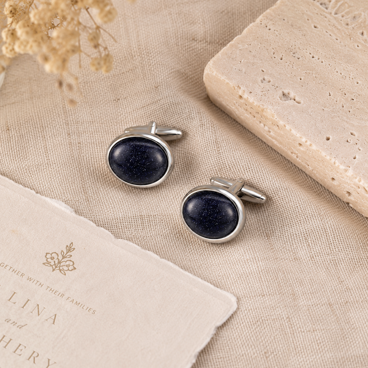 Black Oval Agate Cufflinks