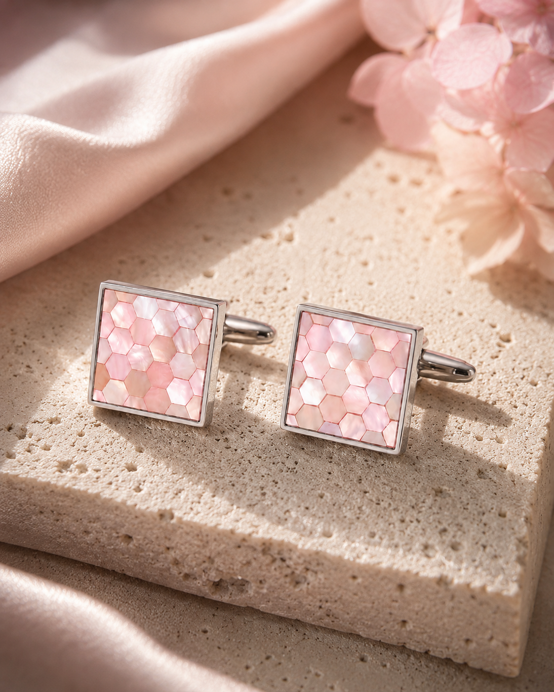 Pink Mother of Pearl Cufflinks