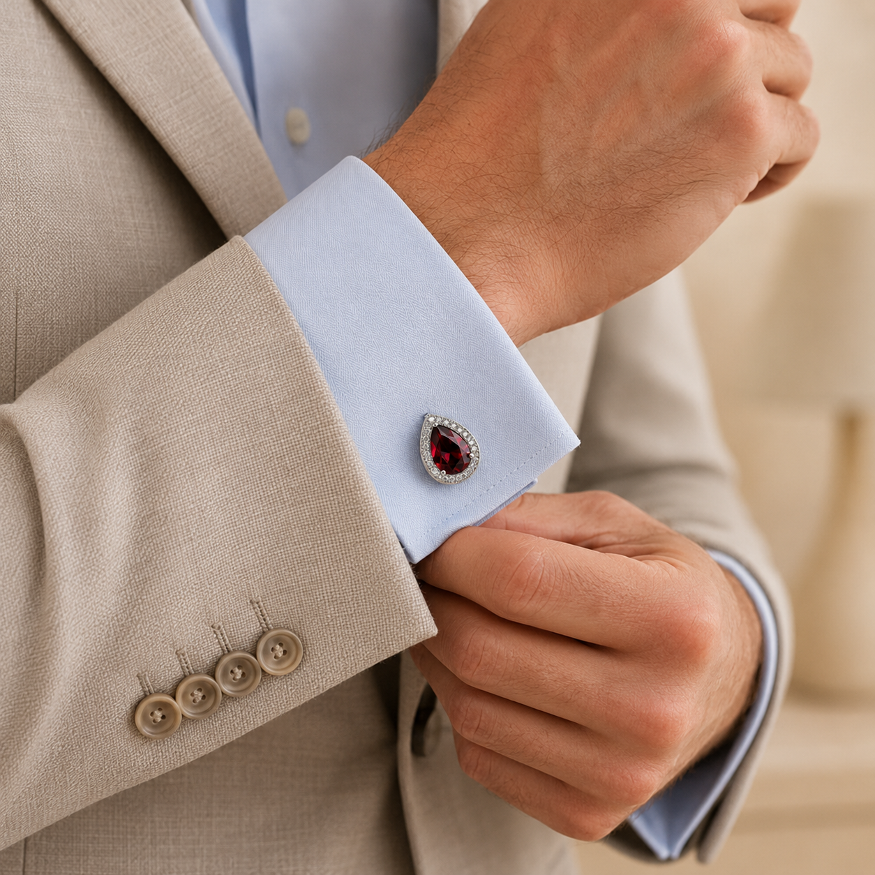 Red Water Drop Cufflinks