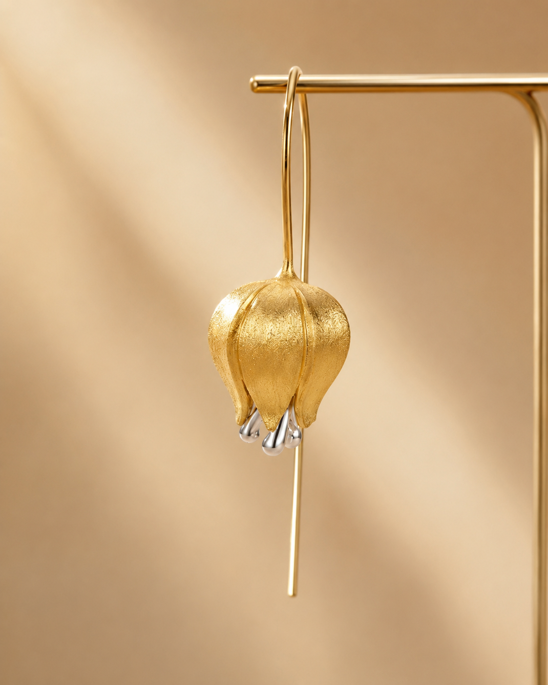 925 Silver 18K Gold Coated Tulip Drop Earrings