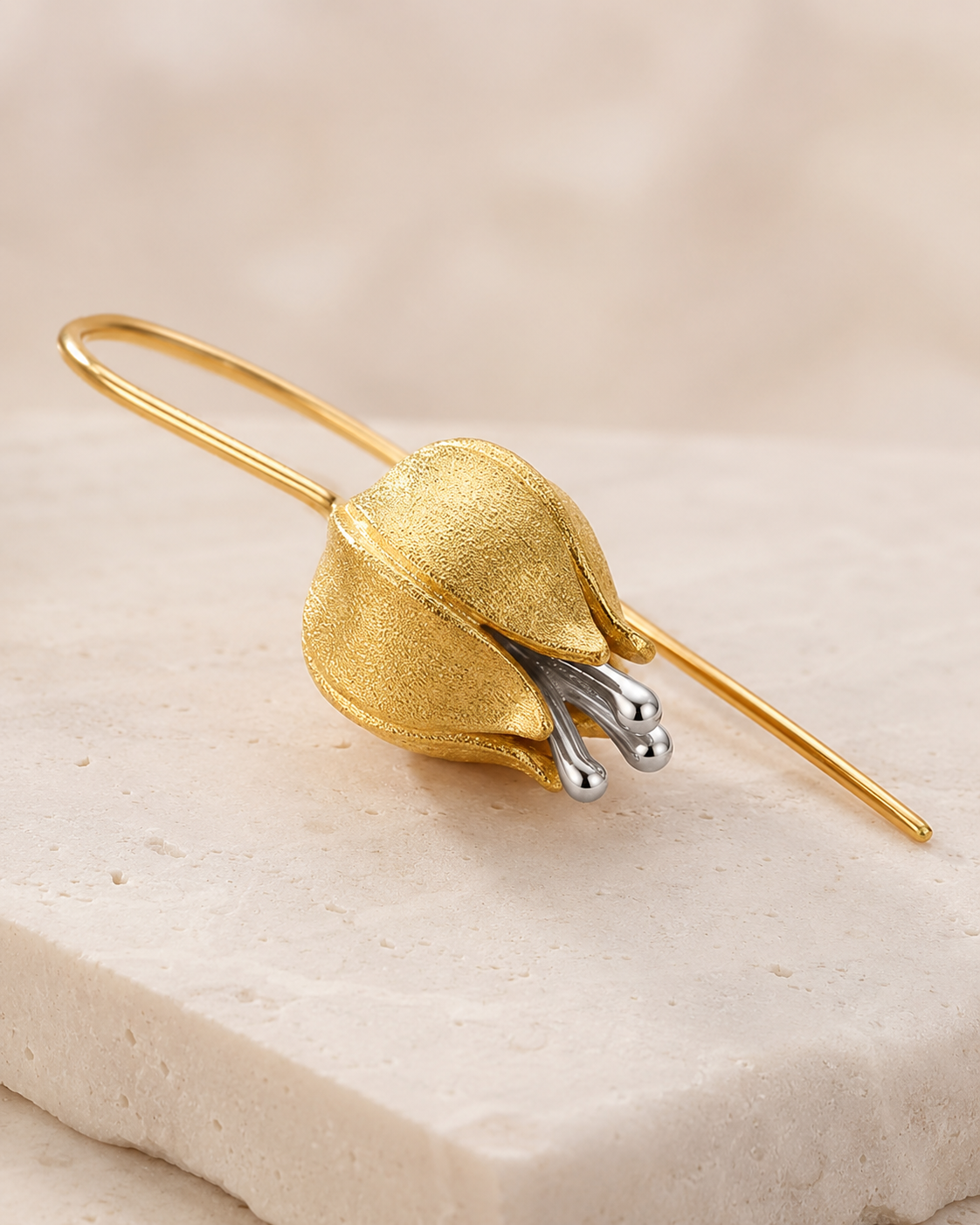 925 Silver 18K Gold Coated Tulip Drop Earrings