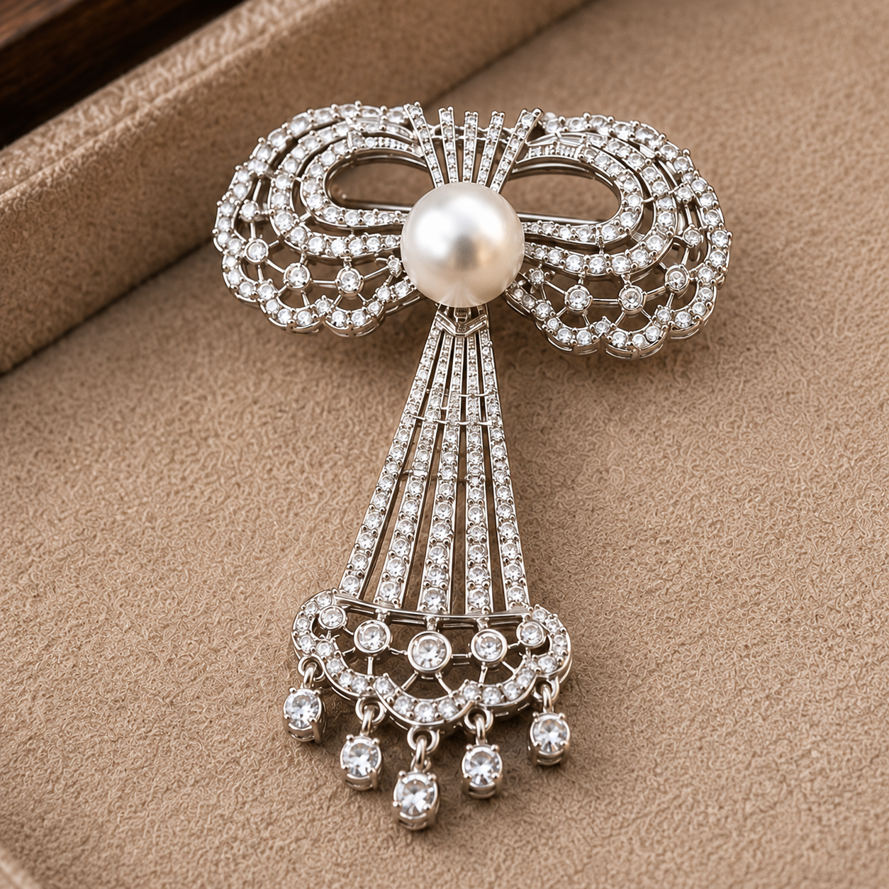 Freshwater Pearl Bow Brooch
