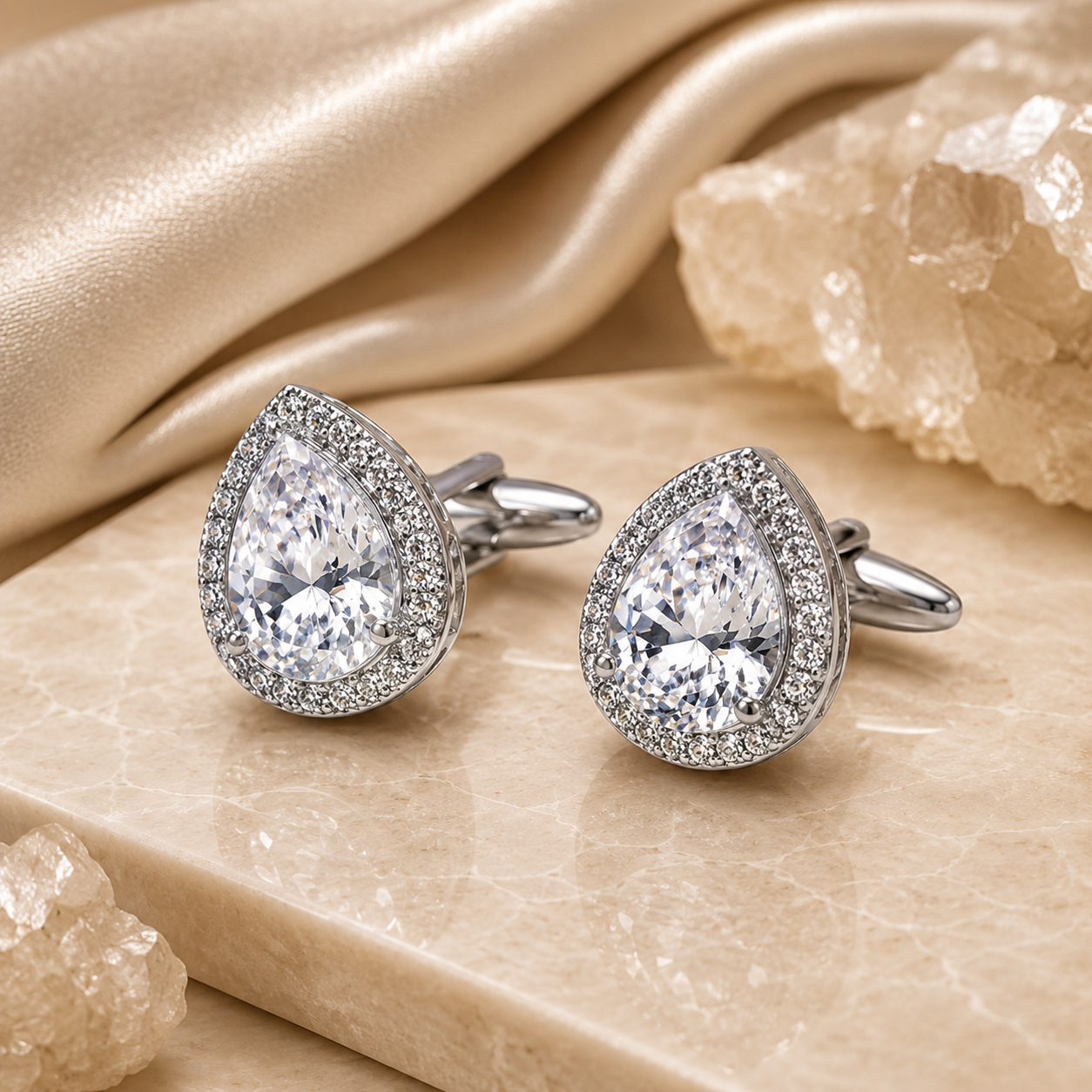 Clear Water Drop Cufflinks