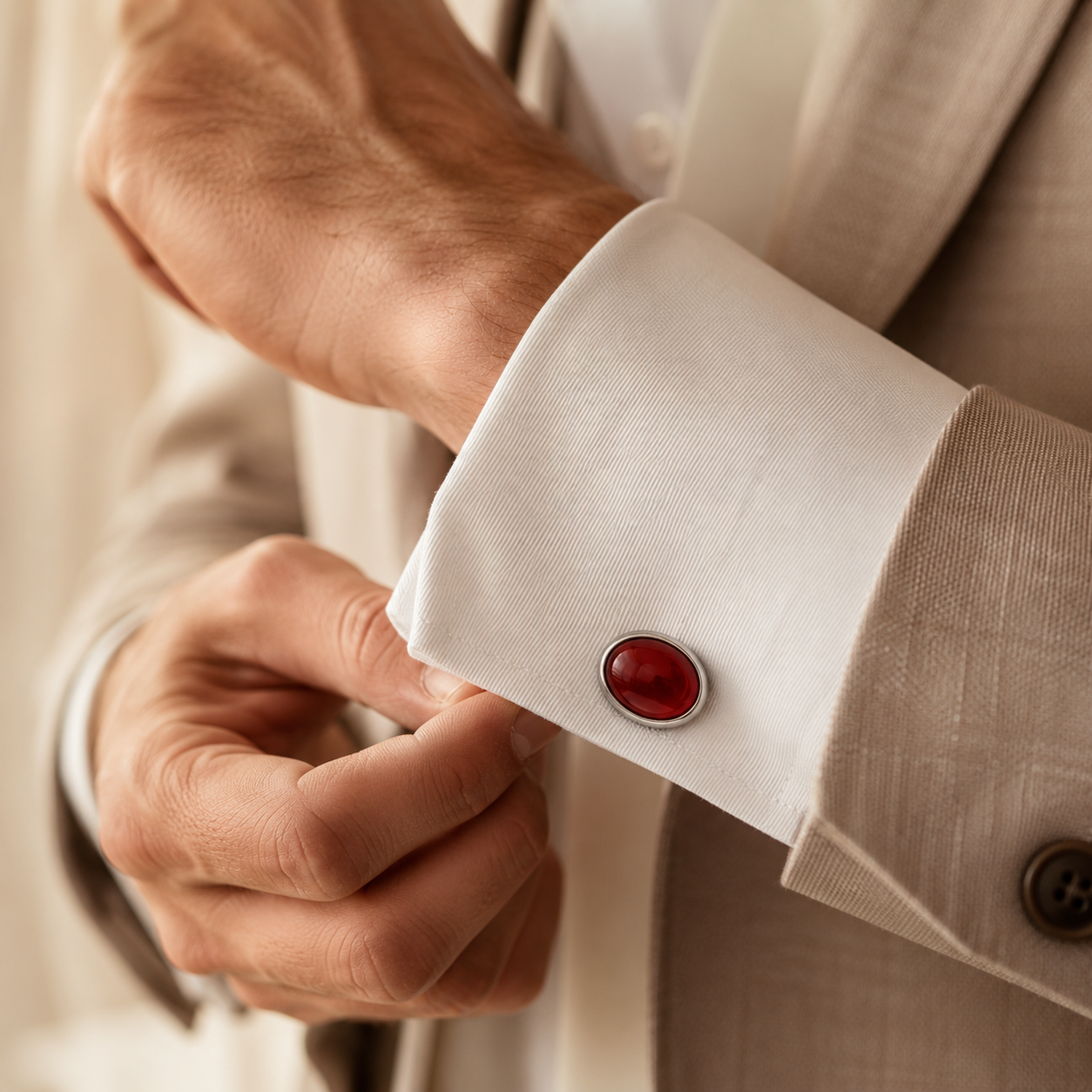 Red Oval Agate Cufflinks