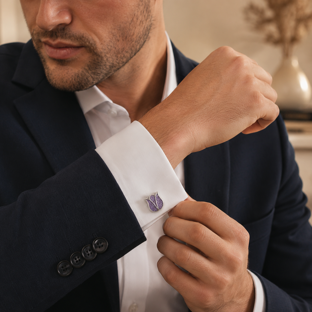Purple Tulip Cufflinks