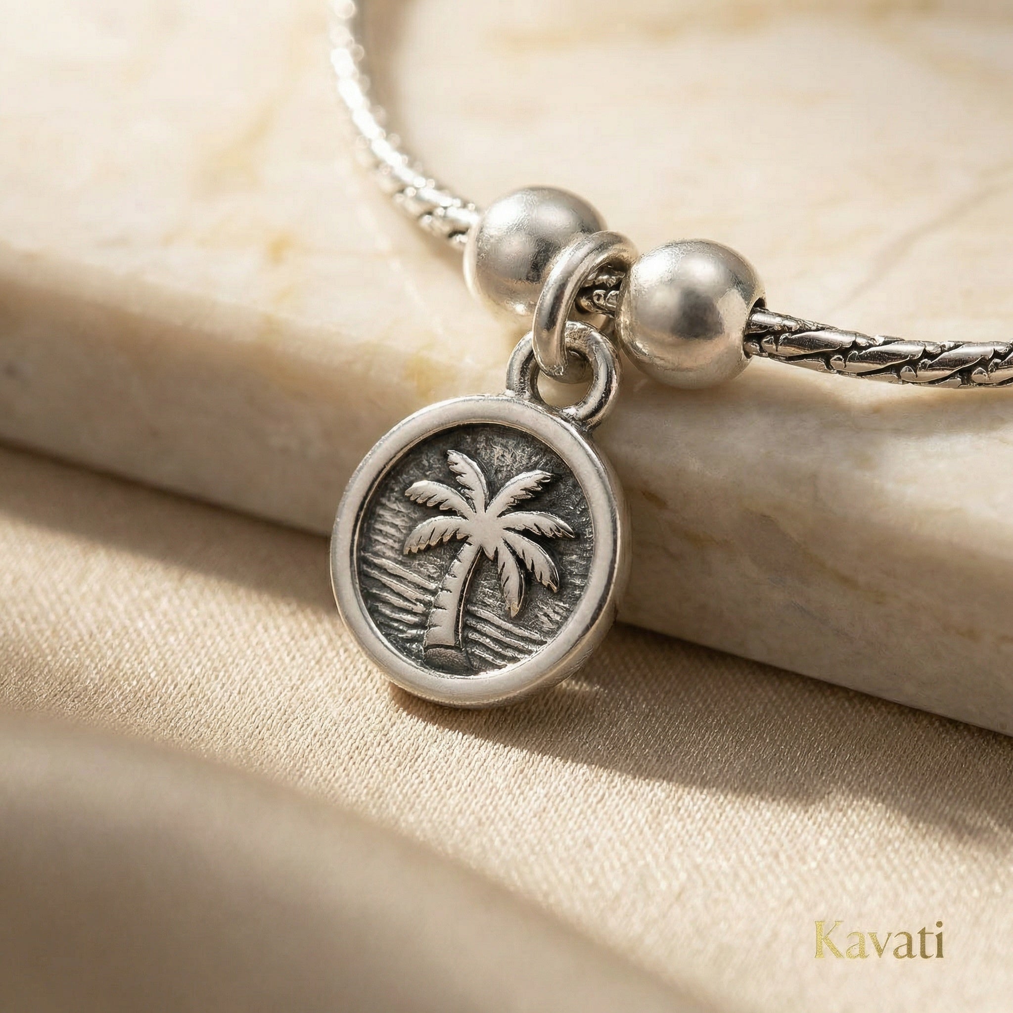 Handmade 925 Sterling Silver Palm Tree Anklet