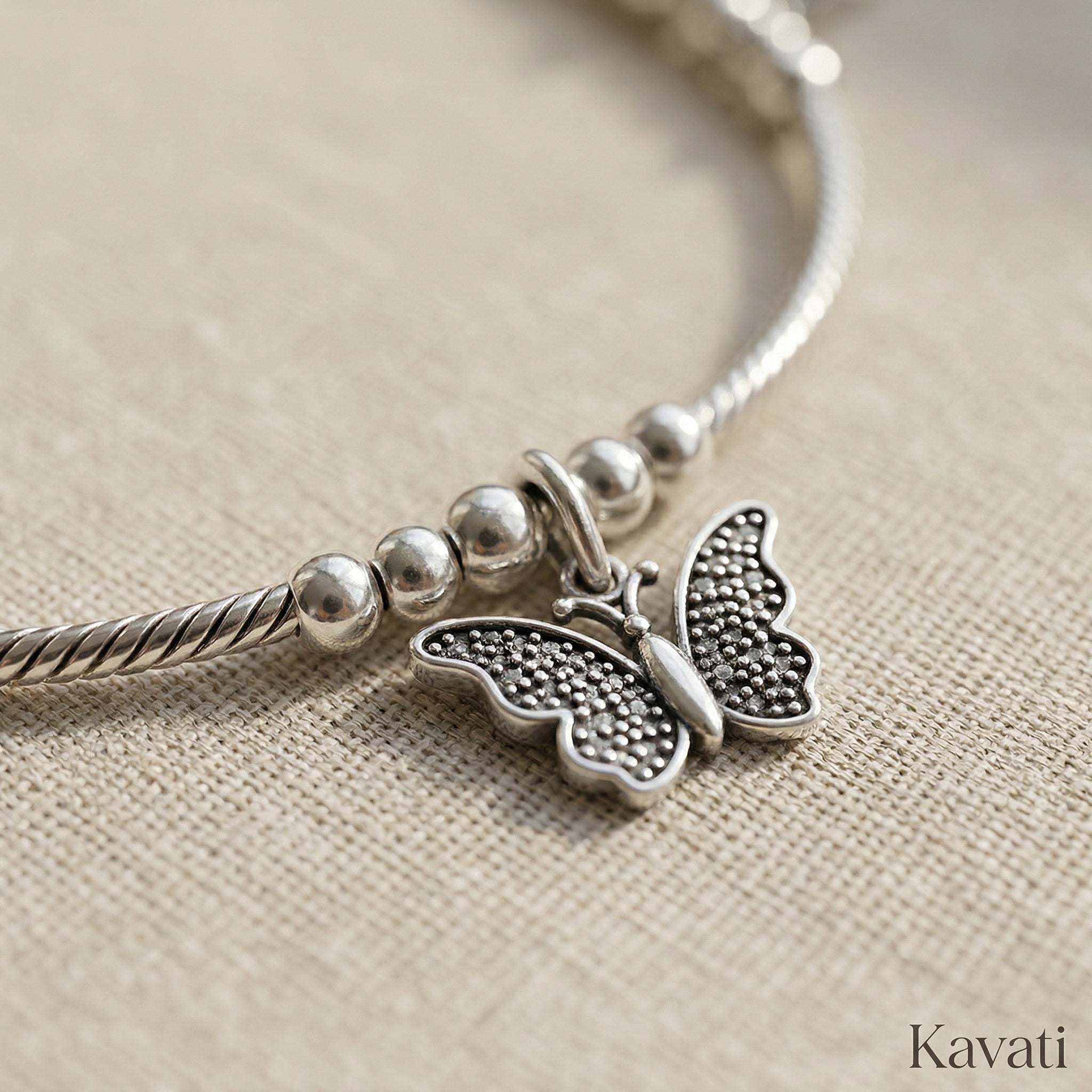 Handmade 925 Sterling Silver Butterfly Anklet