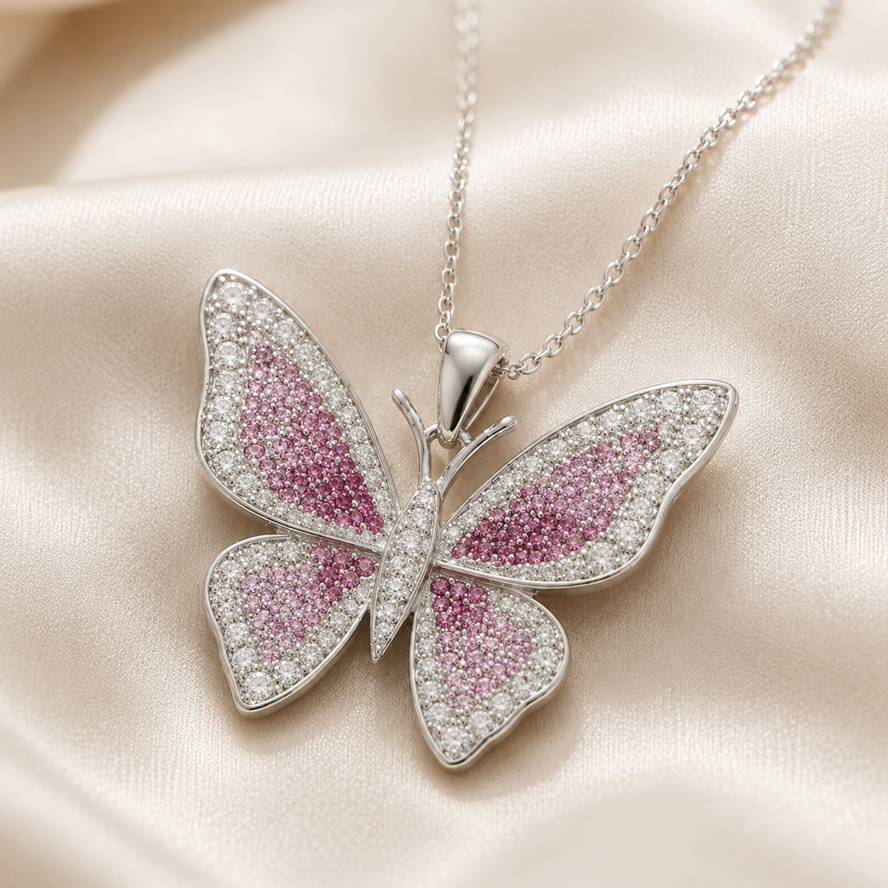Butterfly Ombre Pendant Necklace