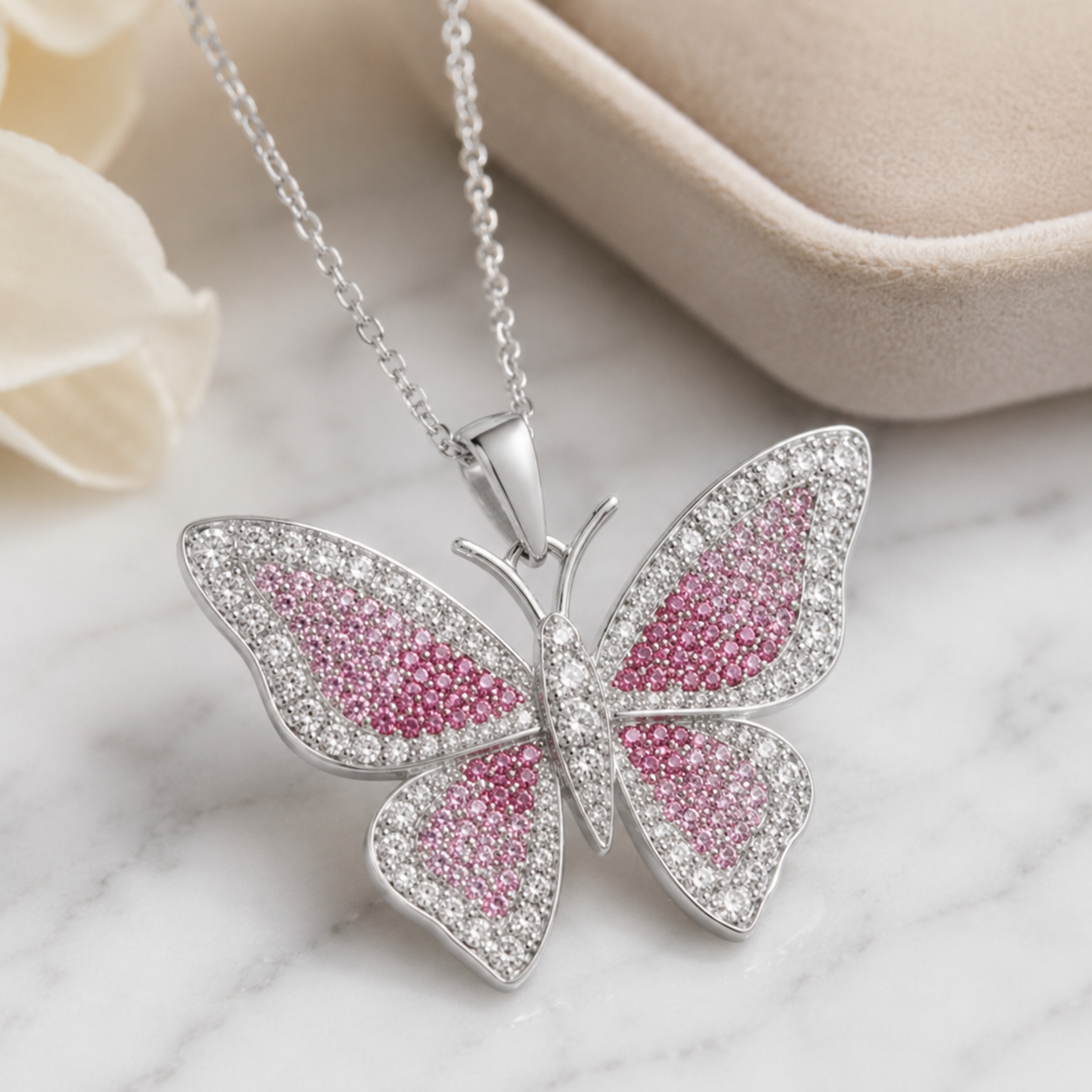 Butterfly Ombre Pendant Necklace