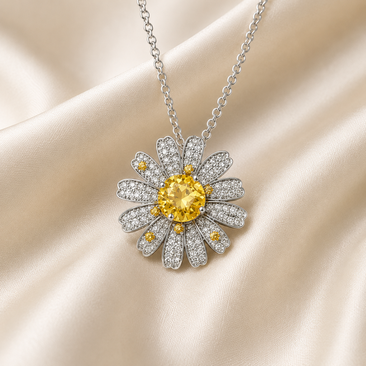Sunflower Pendant Necklace 925 Sterling Silver