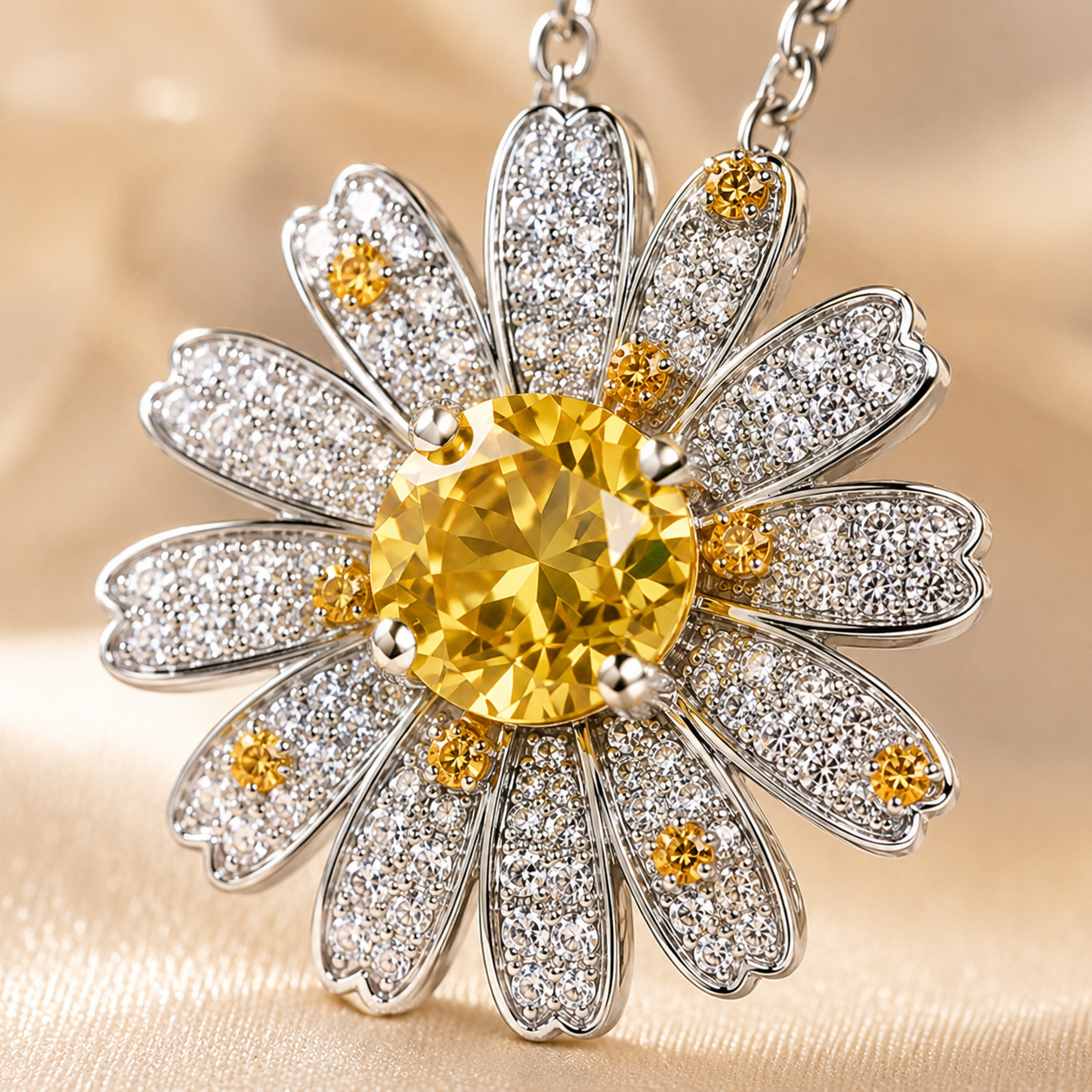 Sunflower Pendant Necklace 925 Sterling Silver