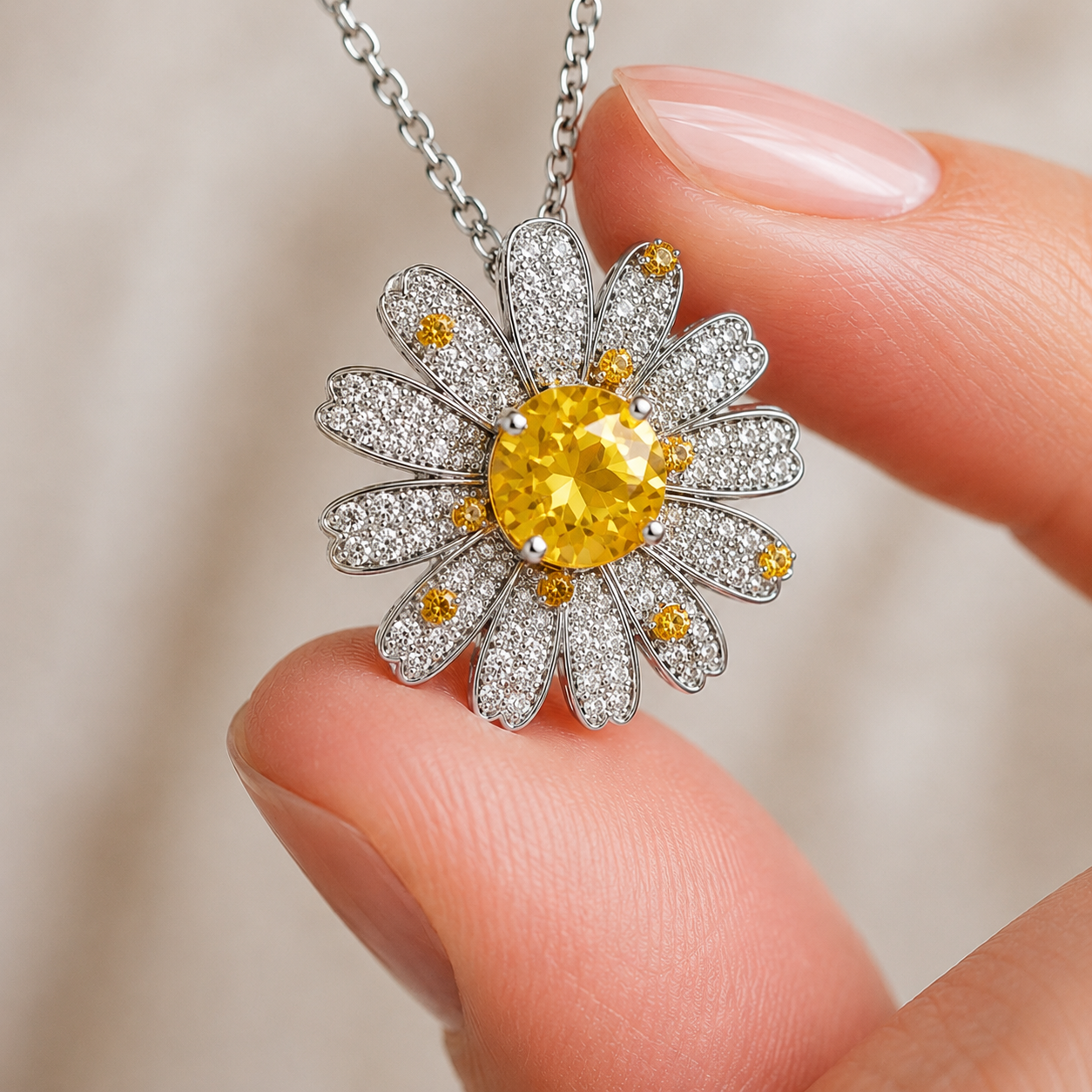 Sunflower Pendant Necklace 925 Sterling Silver