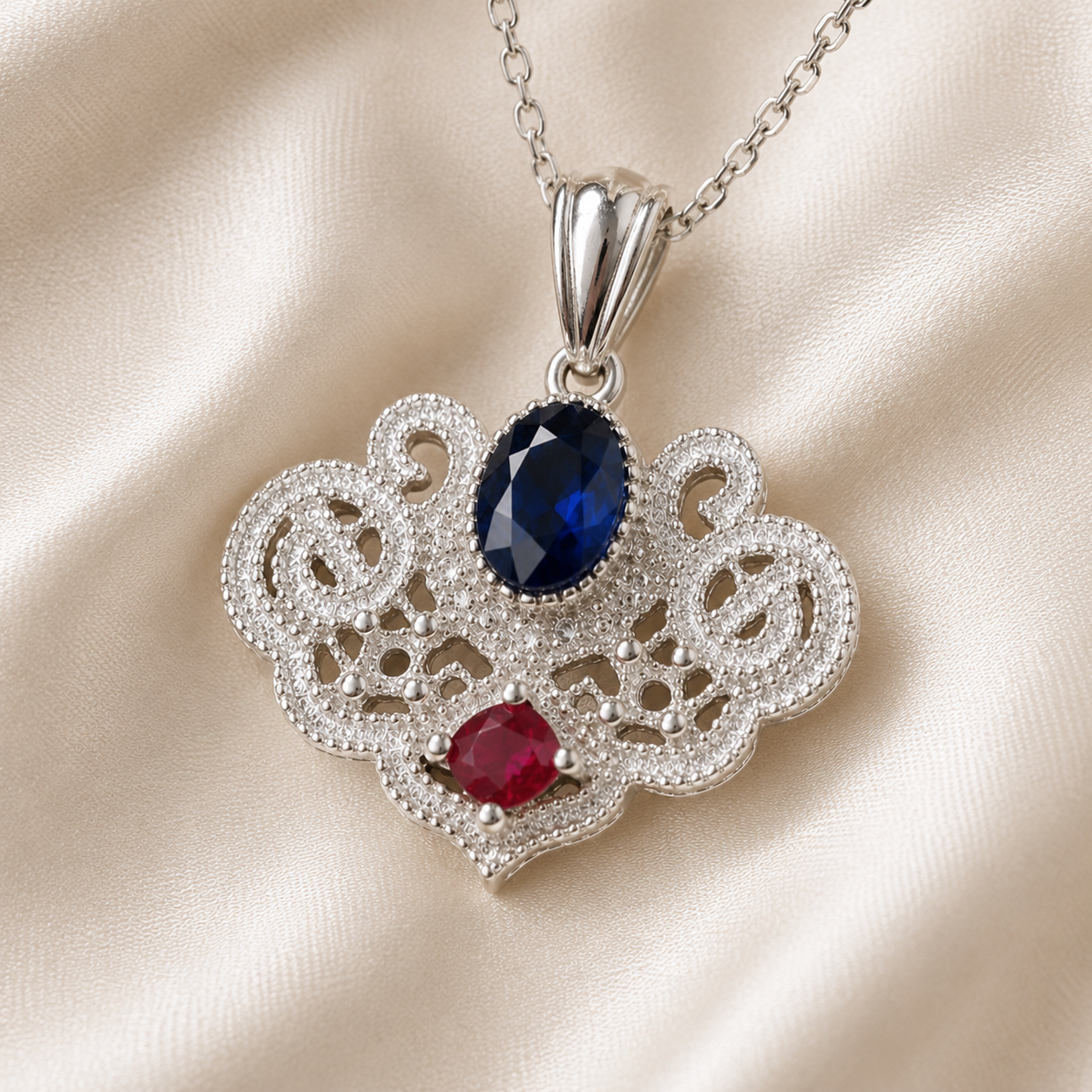 Sterling Silver Filigree Vintage Pendant Necklace