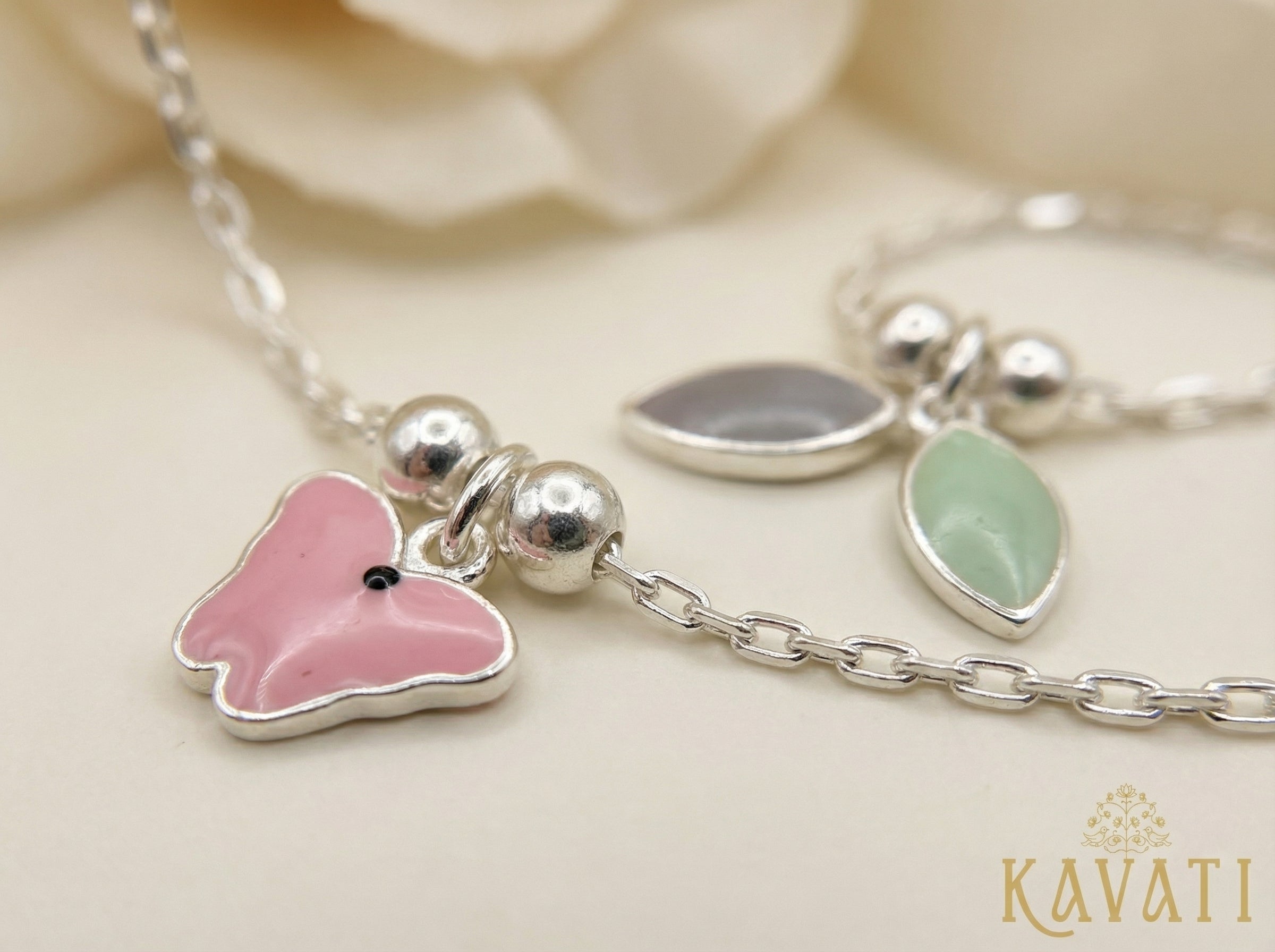 Handmade 925 Sterling Silver Butterfly Adjustable Anklet