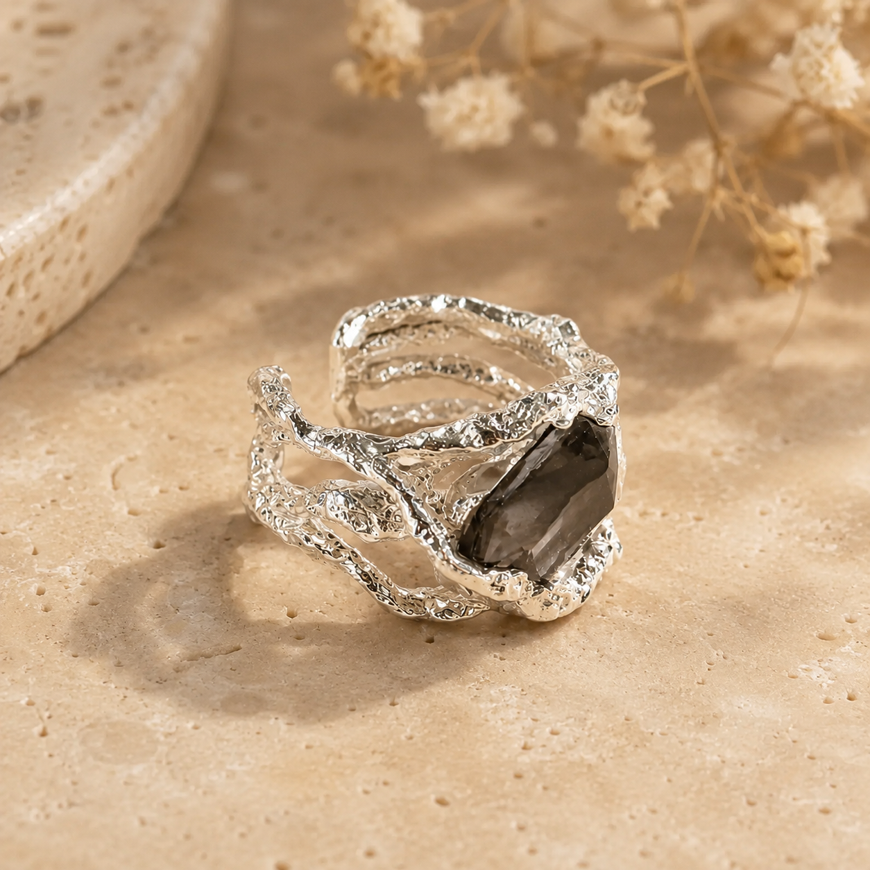 Obsidian Mist Silver Ear Cuff