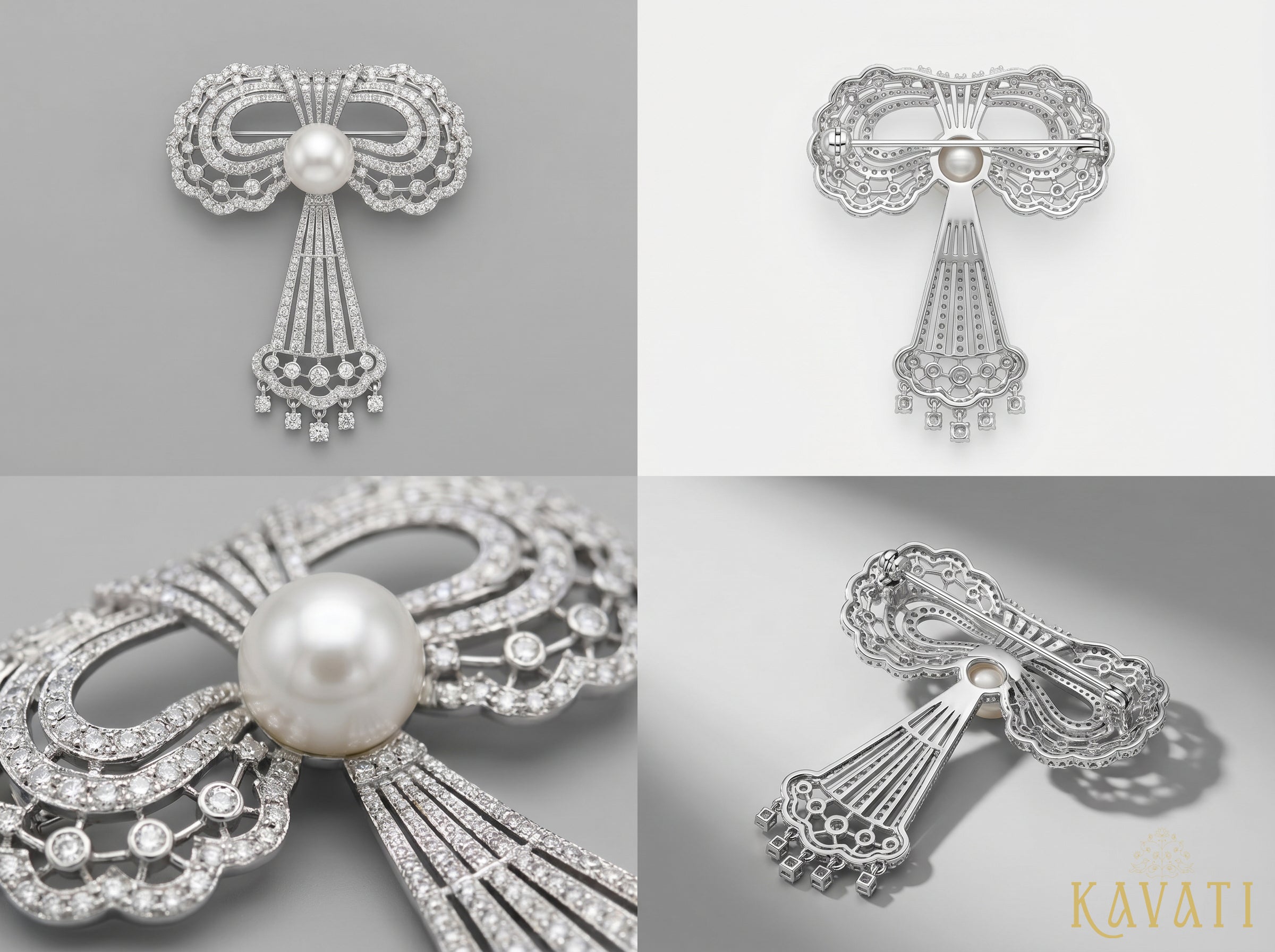 Freshwater Pearl Bow Brooch