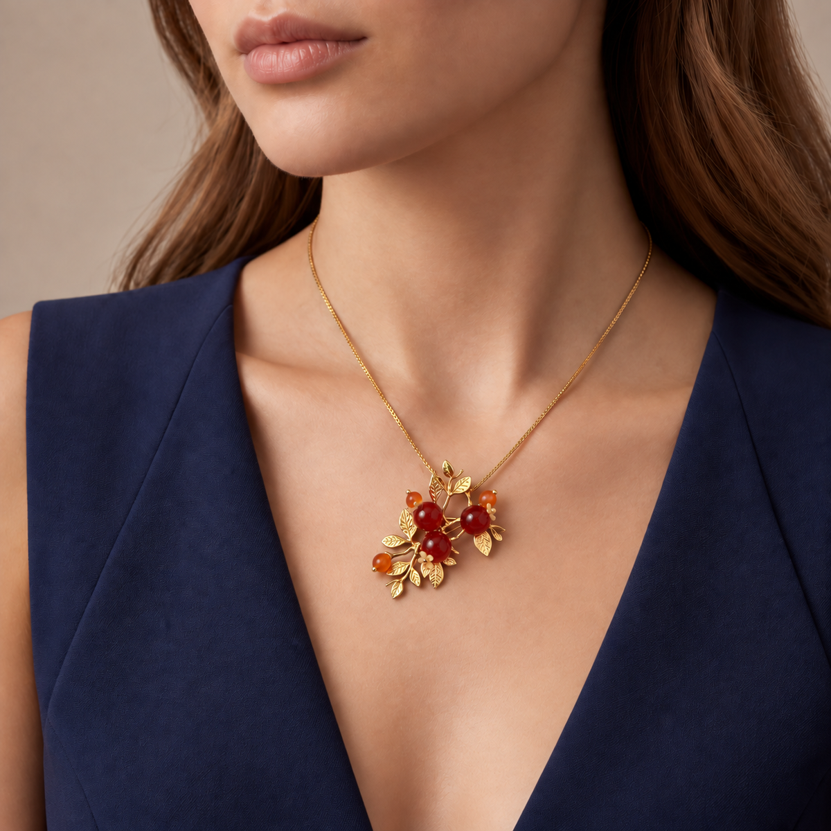 Pomegranate Branch Brooch Pendant