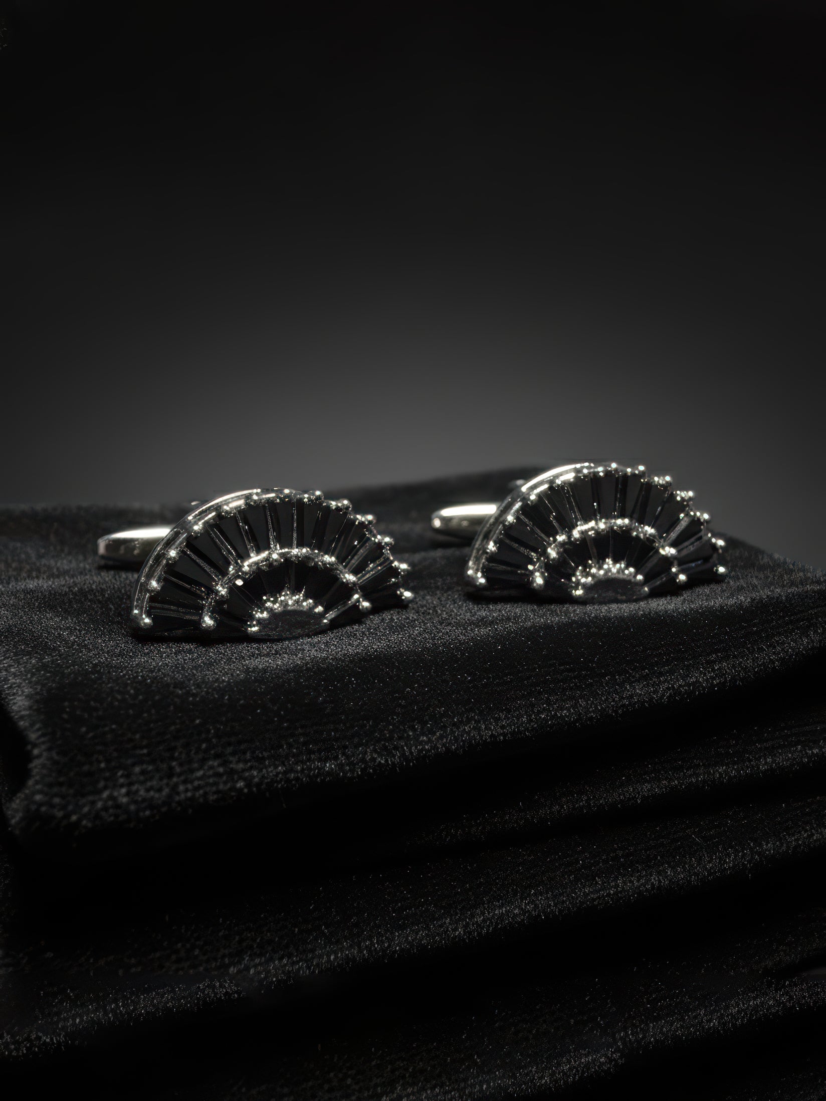 Black Fan Crystal Cufflinks