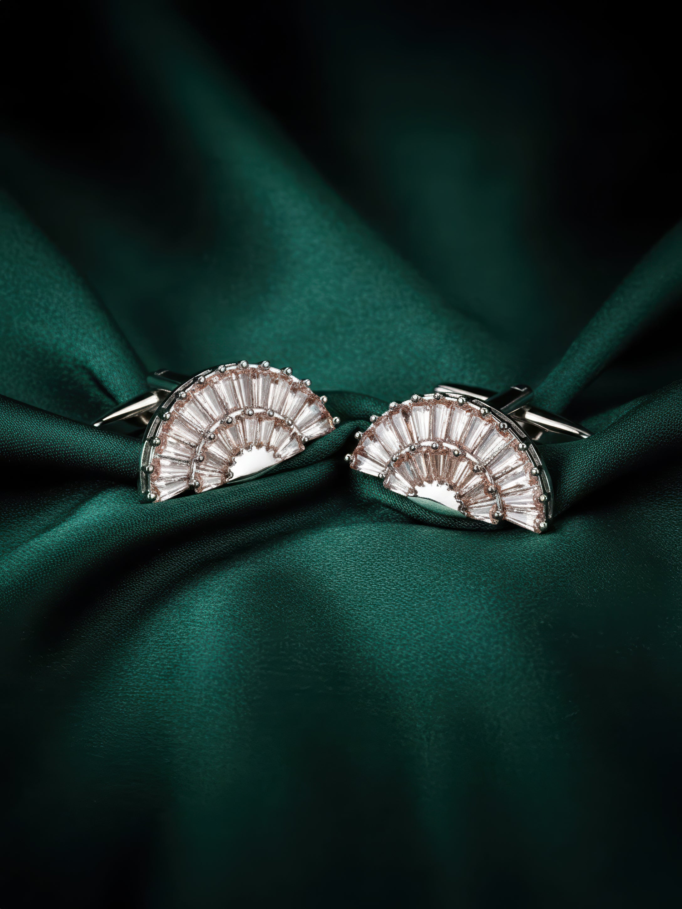 White Fan Crystal Cufflinks