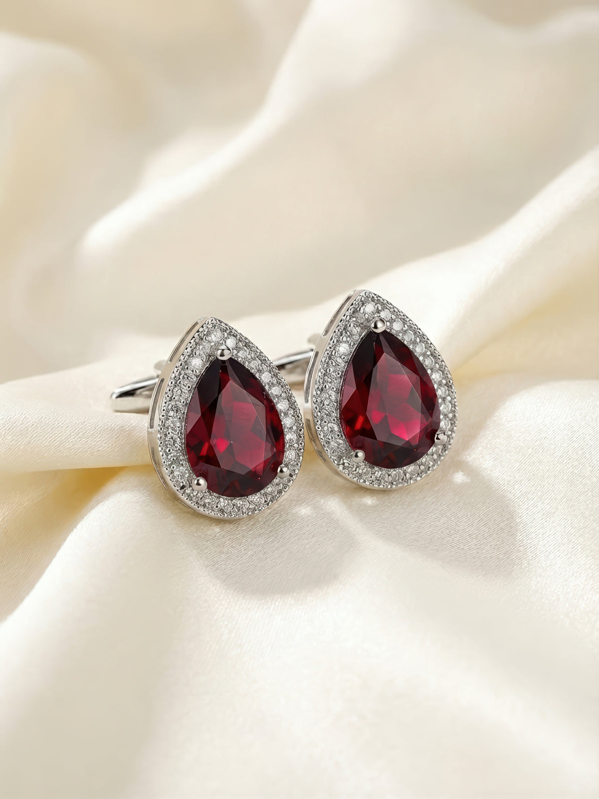Red Water Drop Crystal Cufflinks