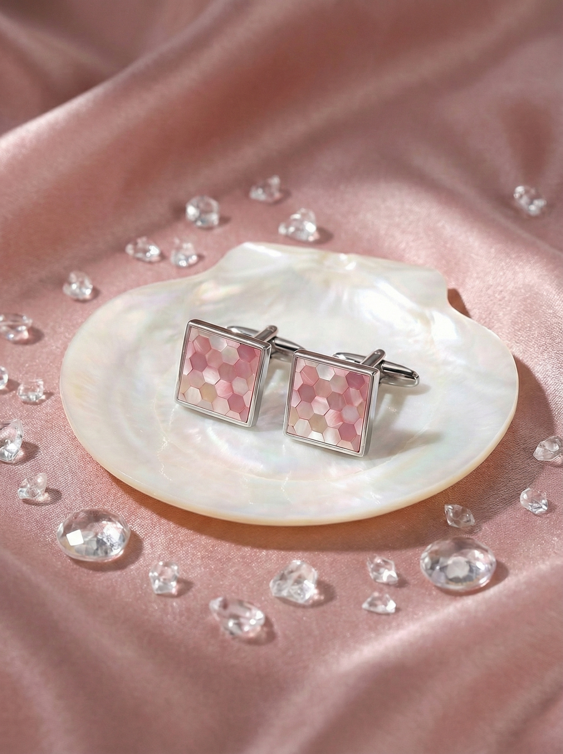 Pink Mother of Pearl Square Cufflinks