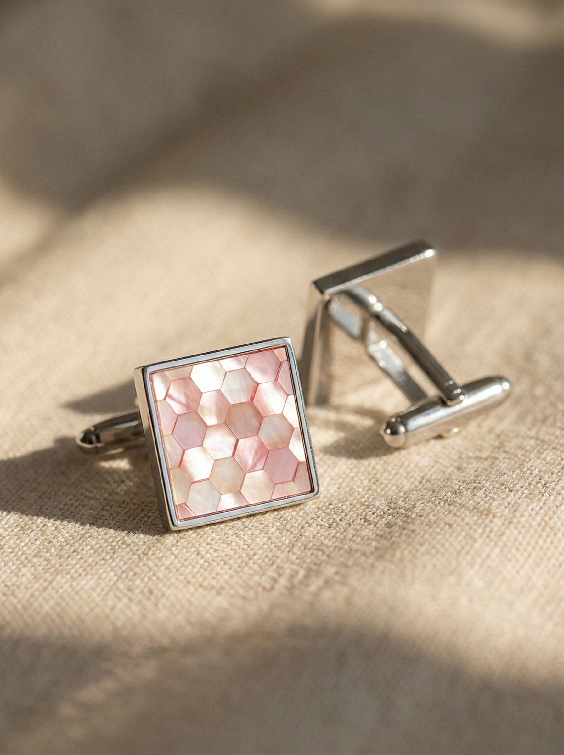 Pink Mother of Pearl Square Cufflinks