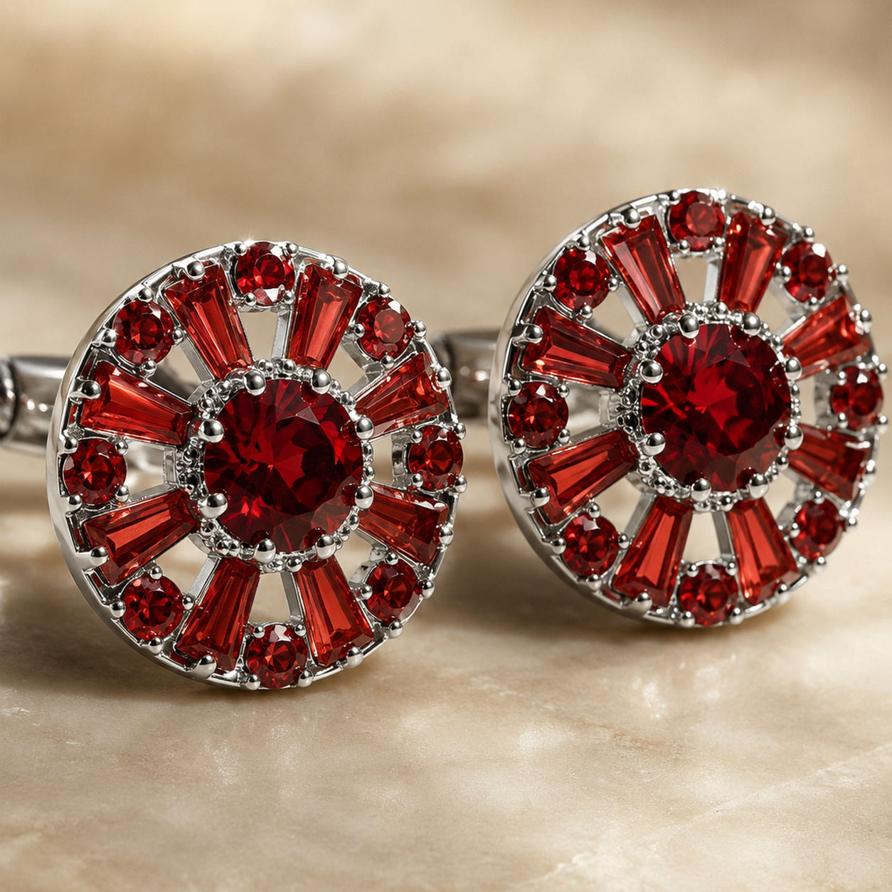 Romeo Red Round Cufflinks