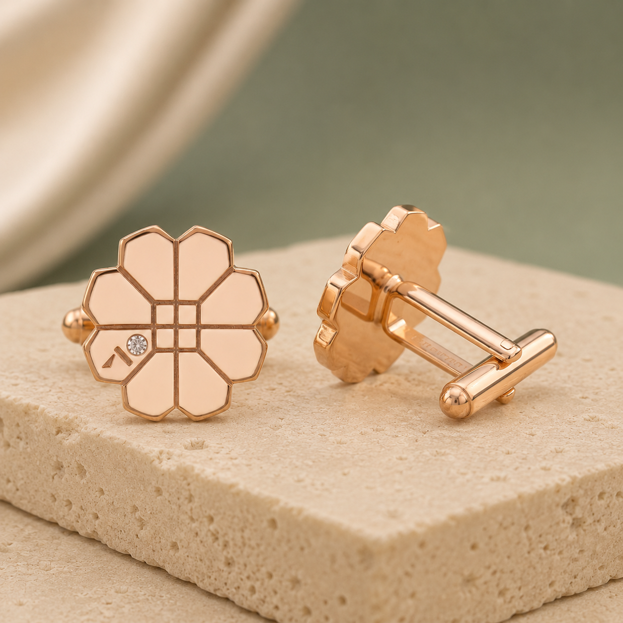 Florizel Rose Gold Floral Cufflinks