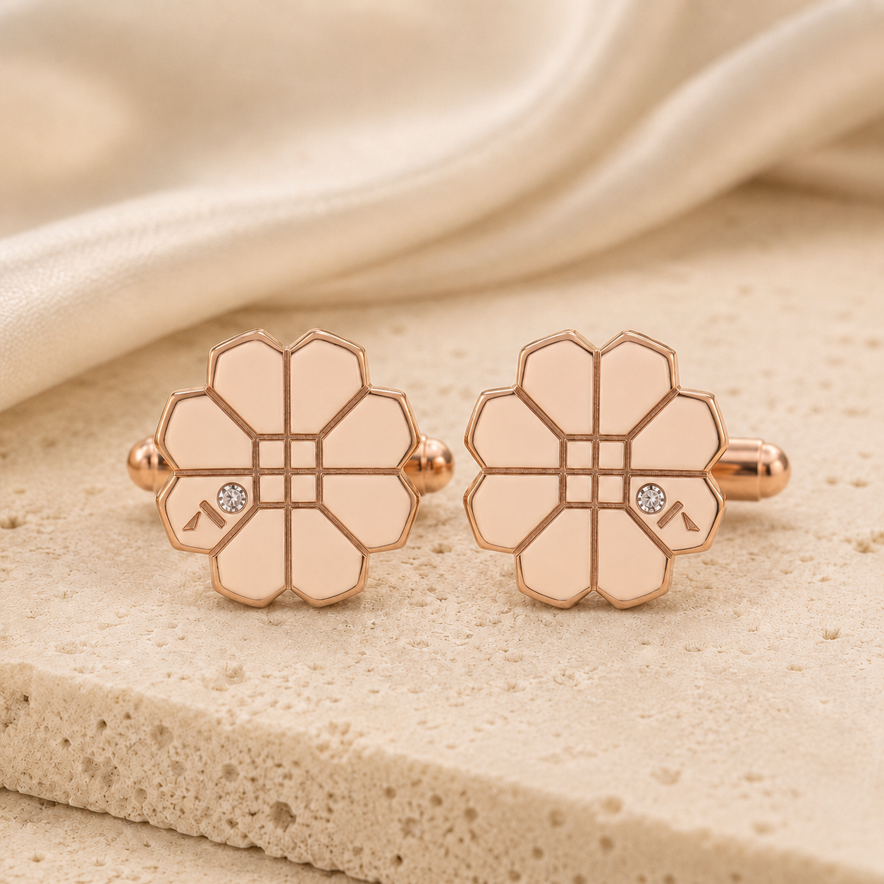 Florizel Rose Gold Floral Cufflinks